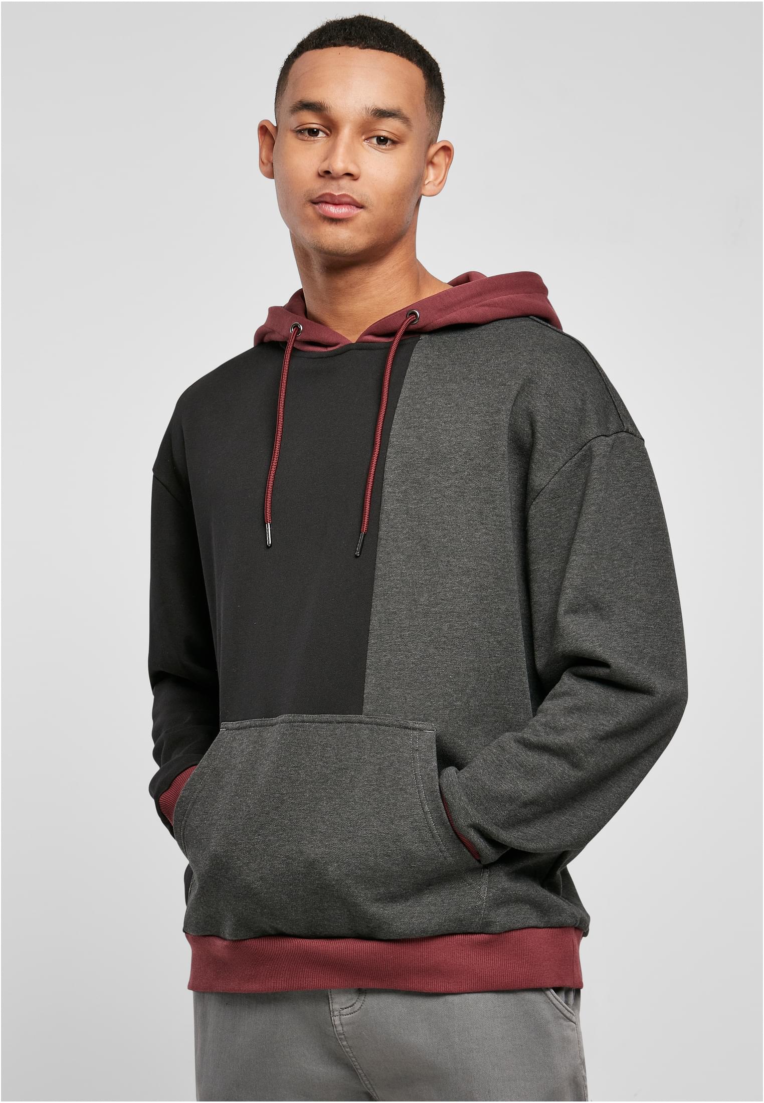 Oversized Color Block Hoody | black/charcoal