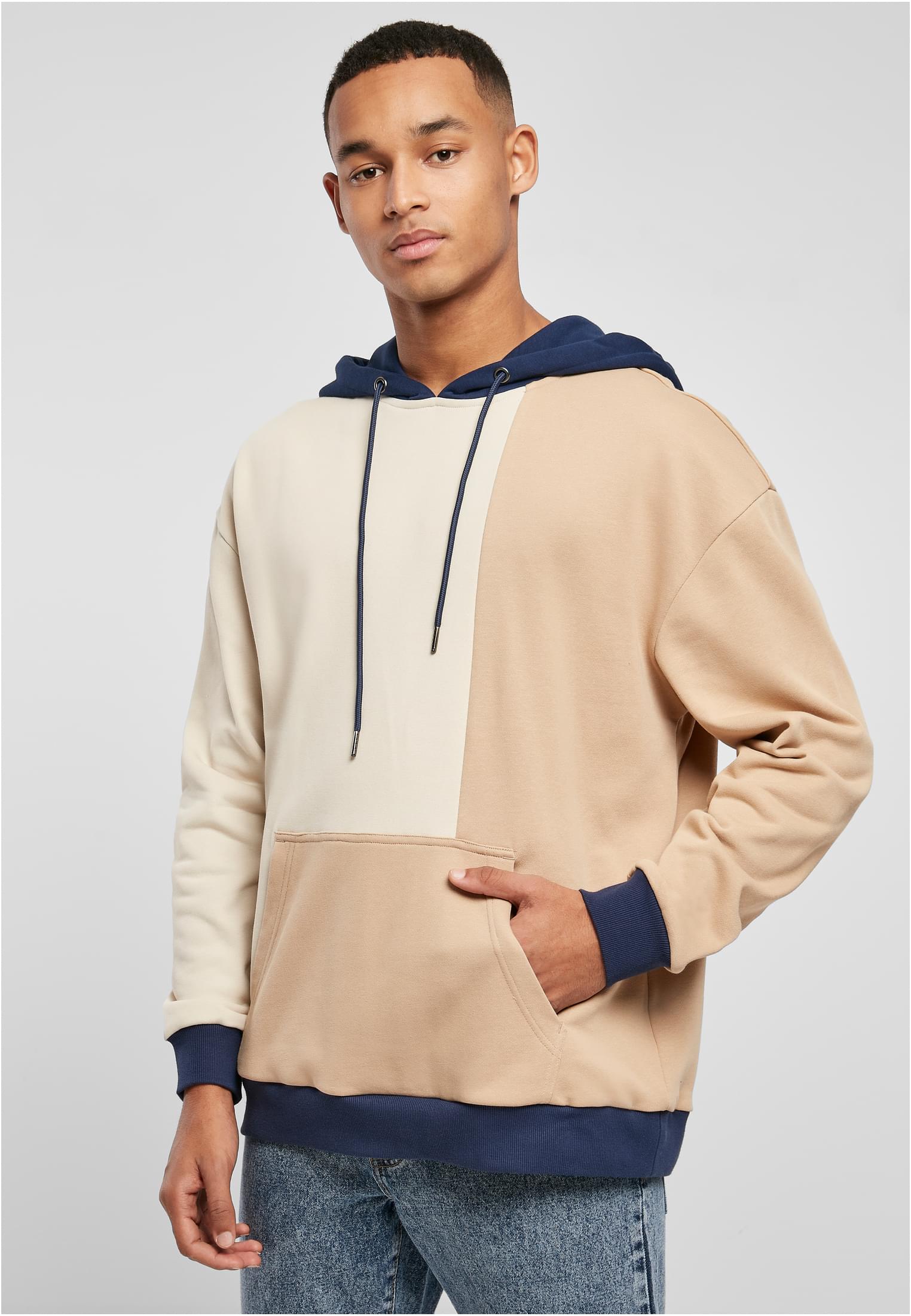 Oversized Color Block Hoody | softseagrass/unionbeige