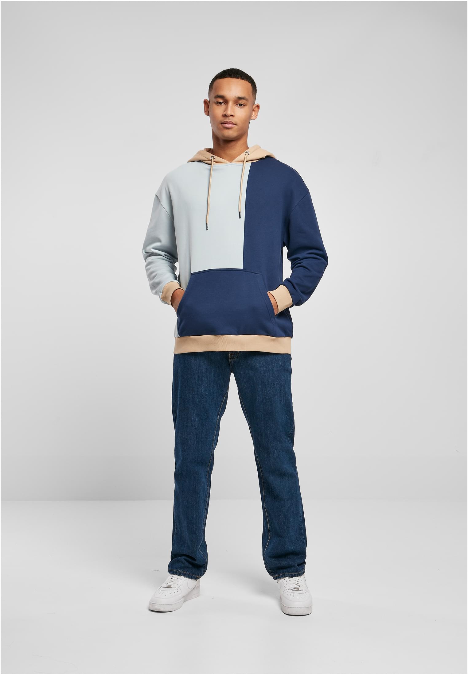 Oversized Color Block Hoody | summerblue/darkblue