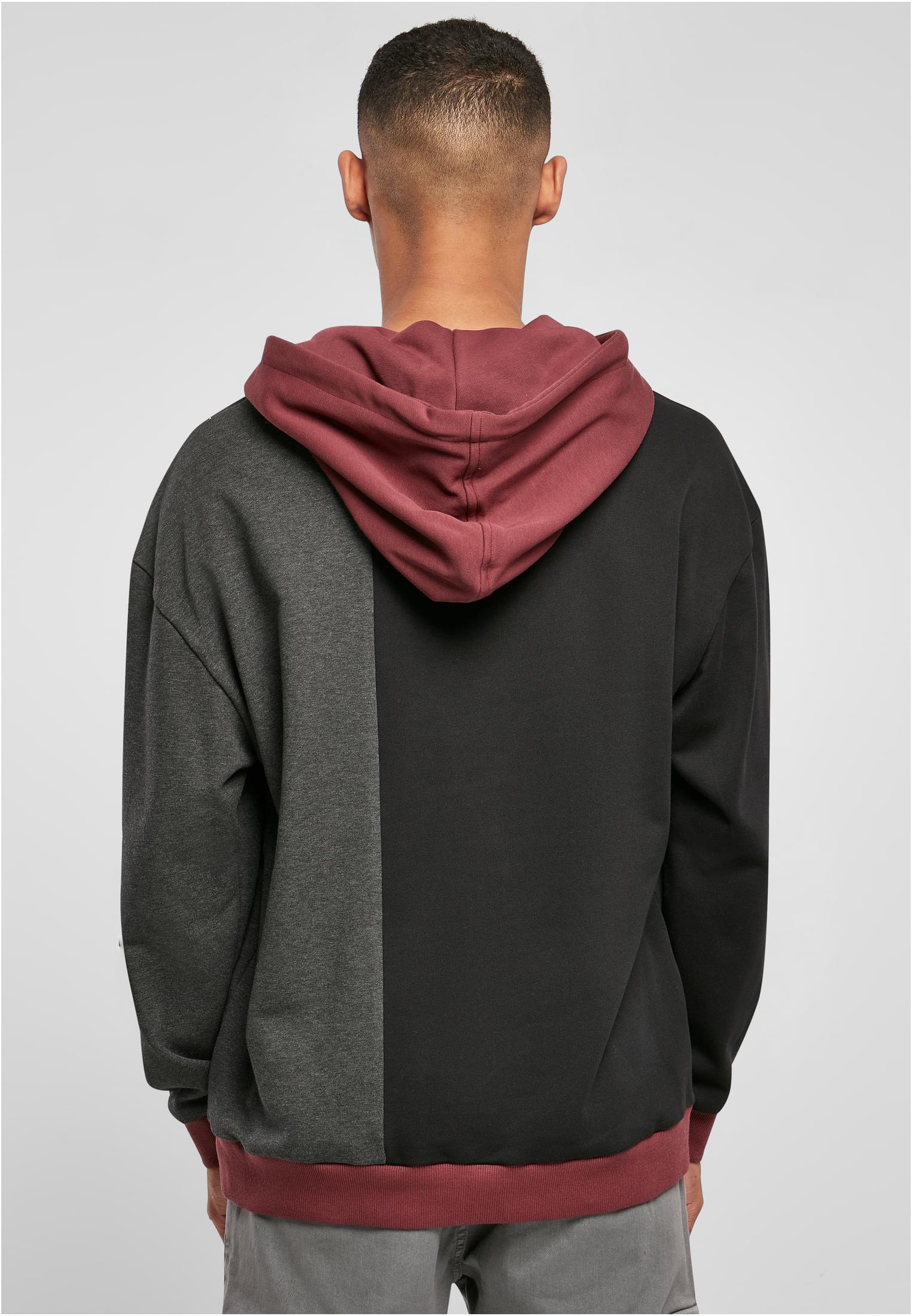 Oversized Color Block Hoody | black/charcoal