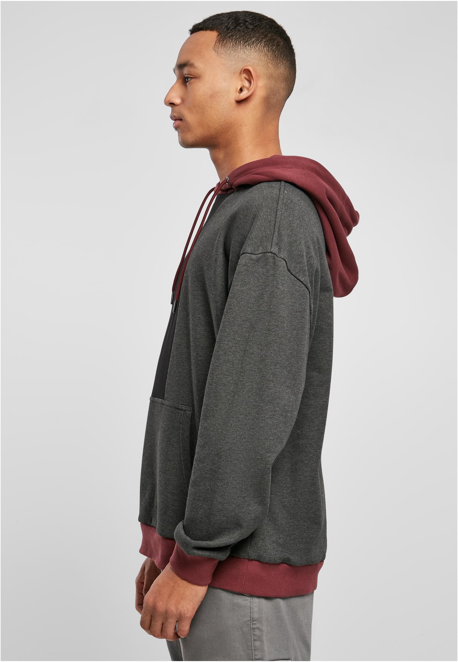 Oversized Color Block Hoody | black/charcoal