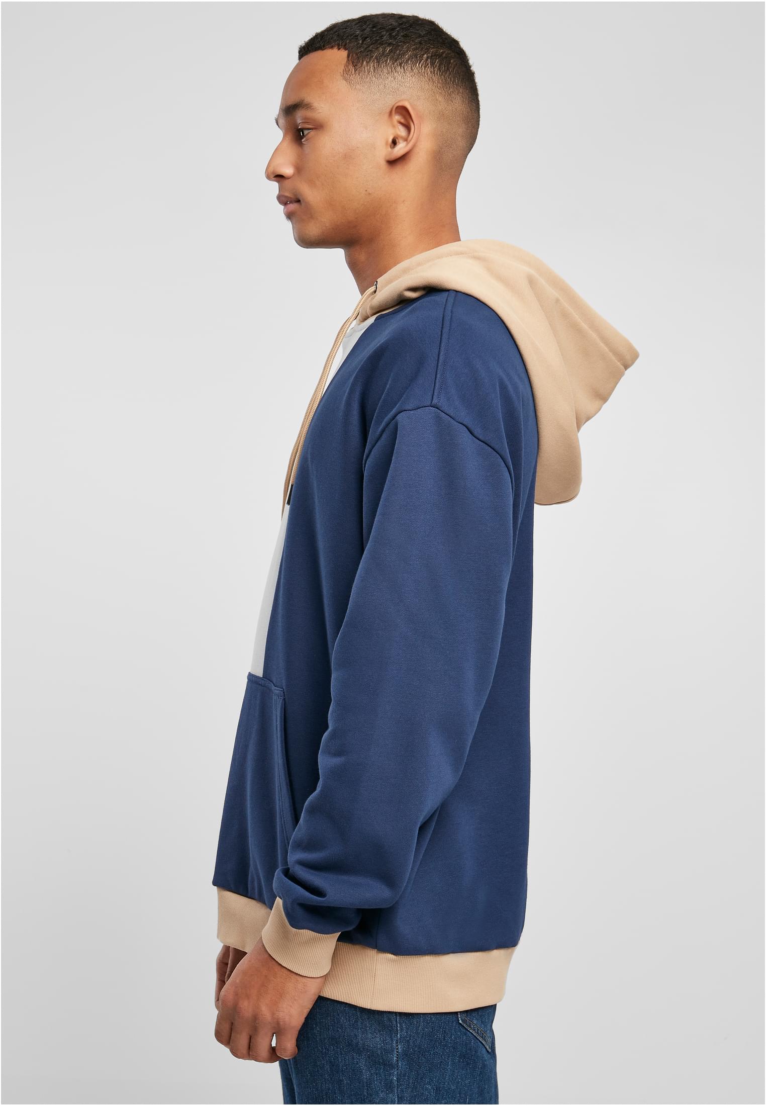 Oversized Color Block Hoody | summerblue/darkblue