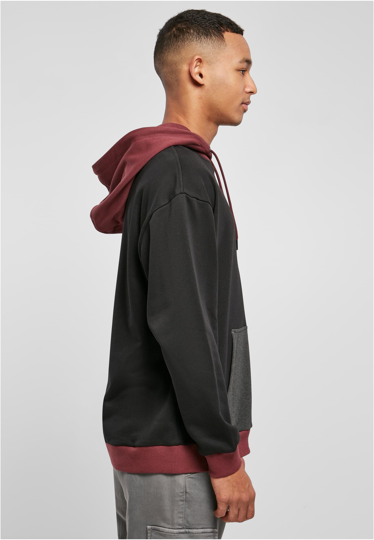 Oversized Color Block Hoody | black/charcoal