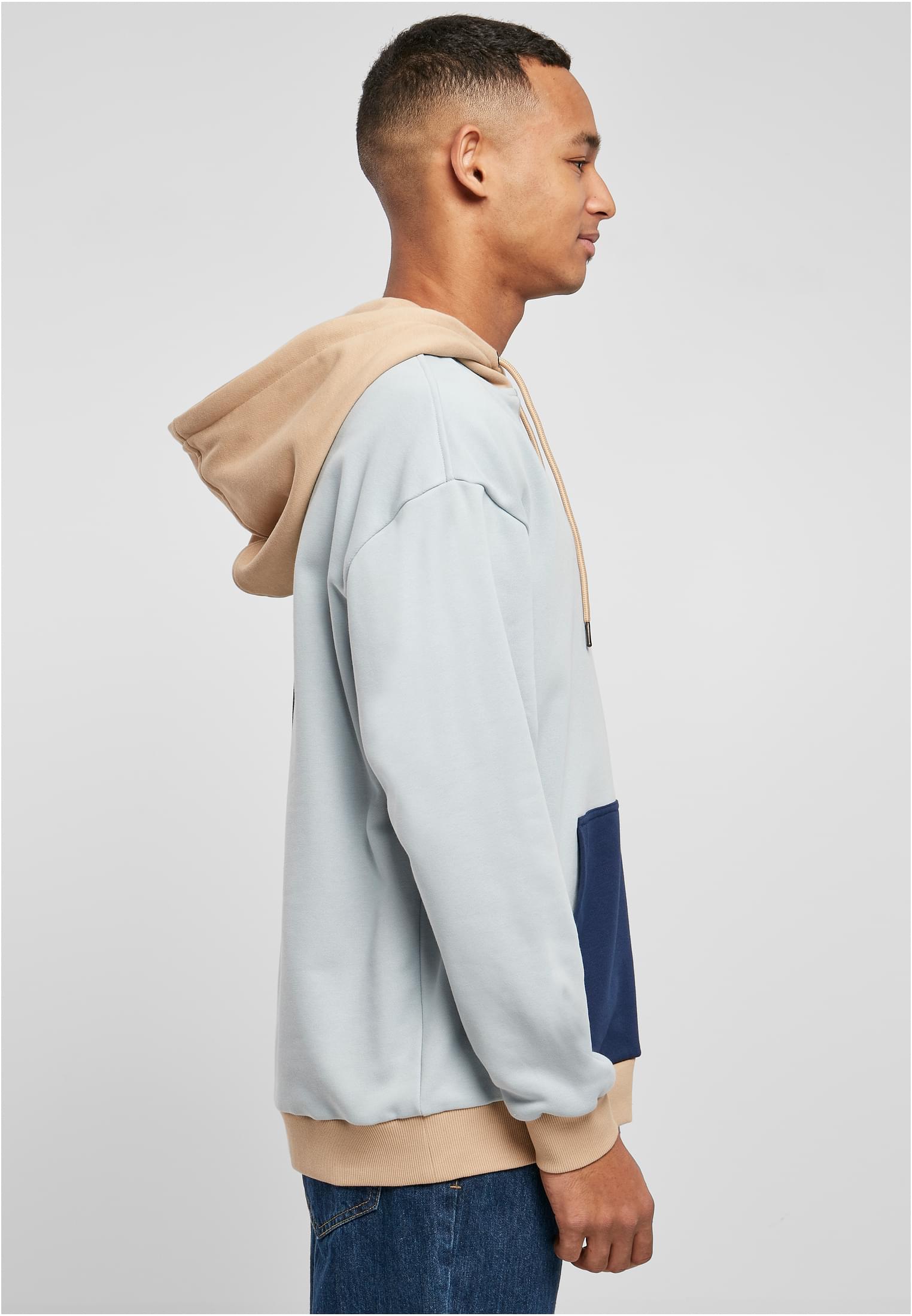 Oversized Color Block Hoody | summerblue/darkblue