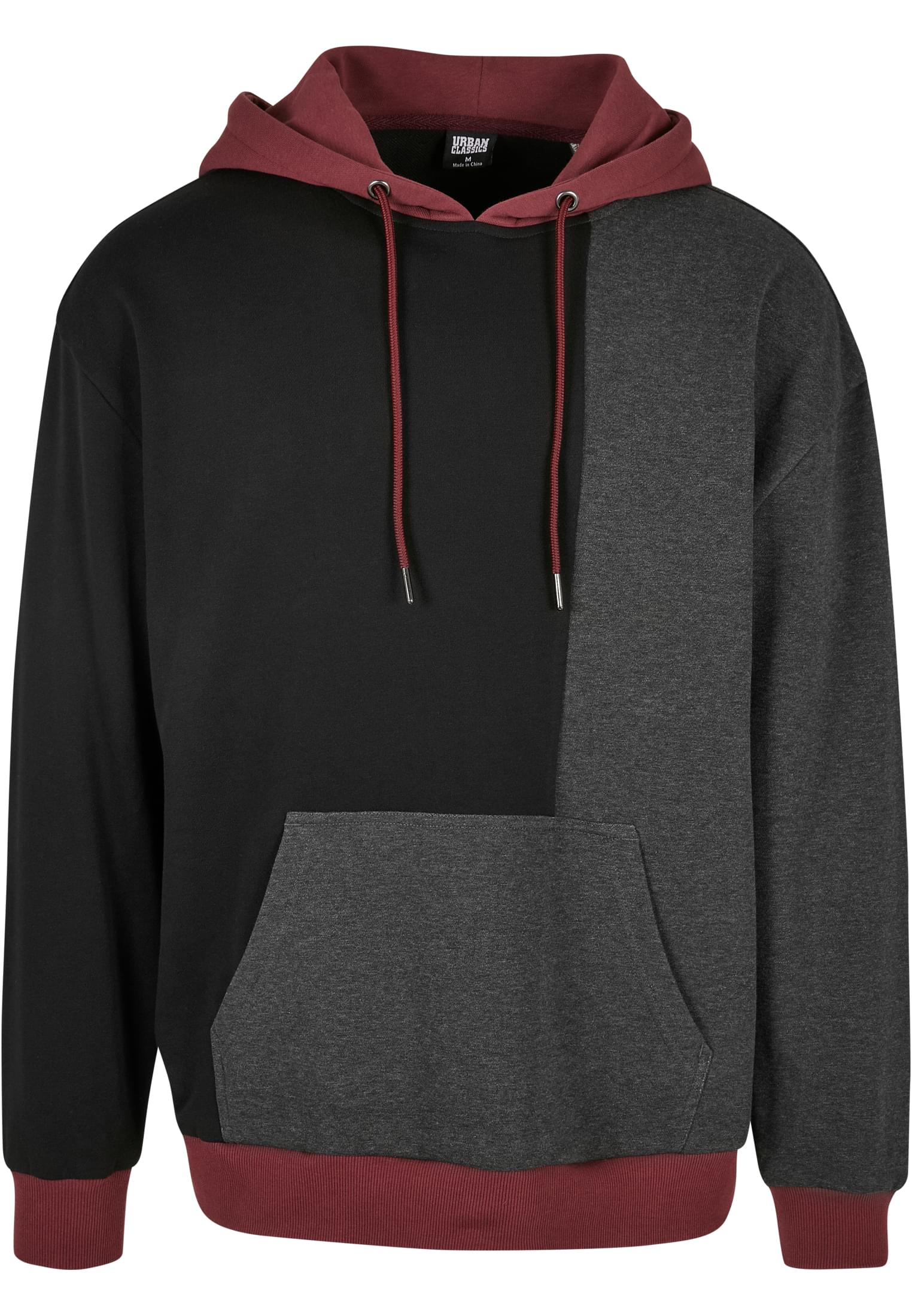 Oversized Color Block Hoody | black/charcoal