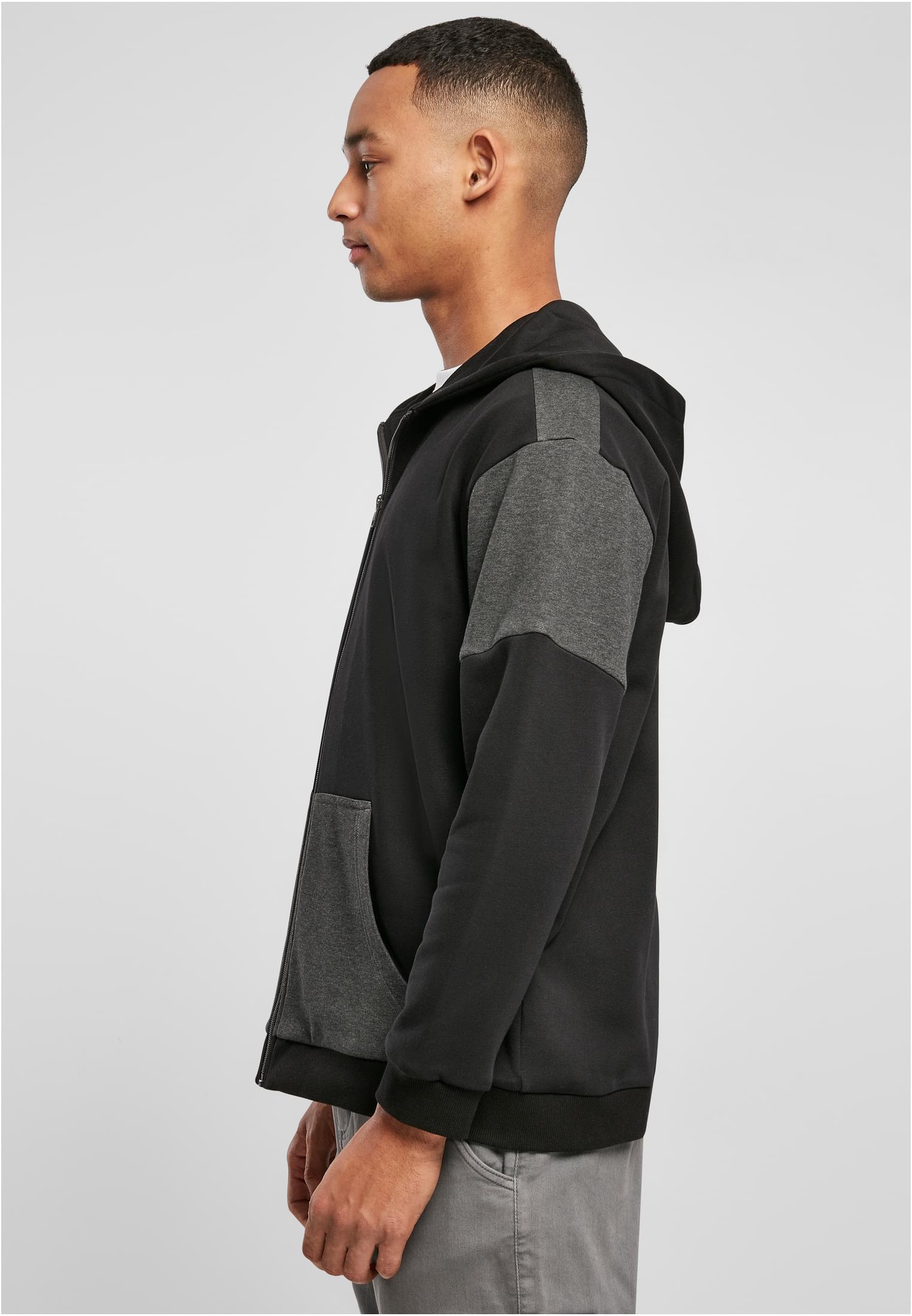 Oversized Patch Zip Hoody | black/charcoal