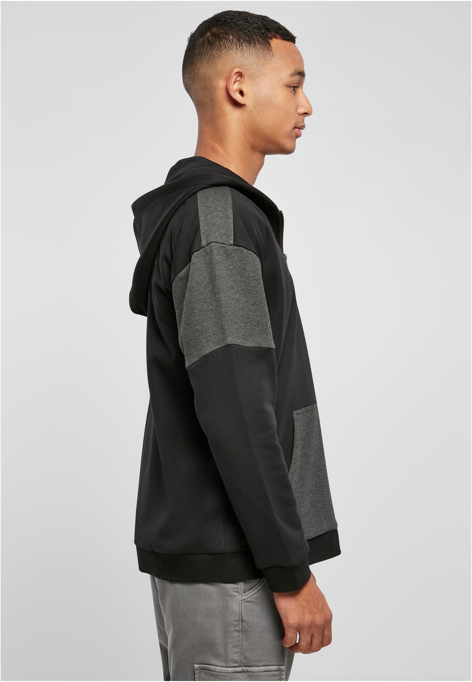 Oversized Patch Zip Hoody | black/charcoal