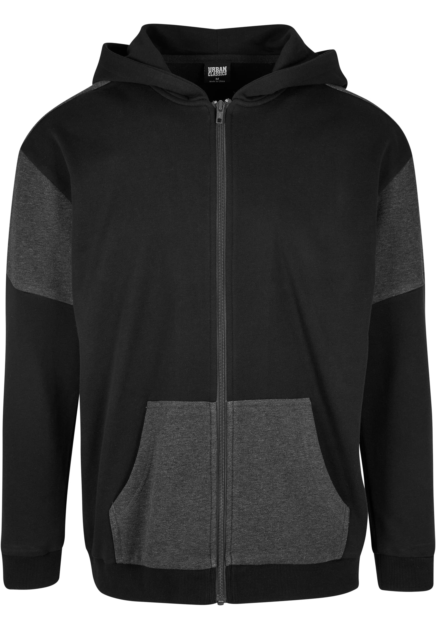 Oversized Patch Zip Hoody | black/charcoal