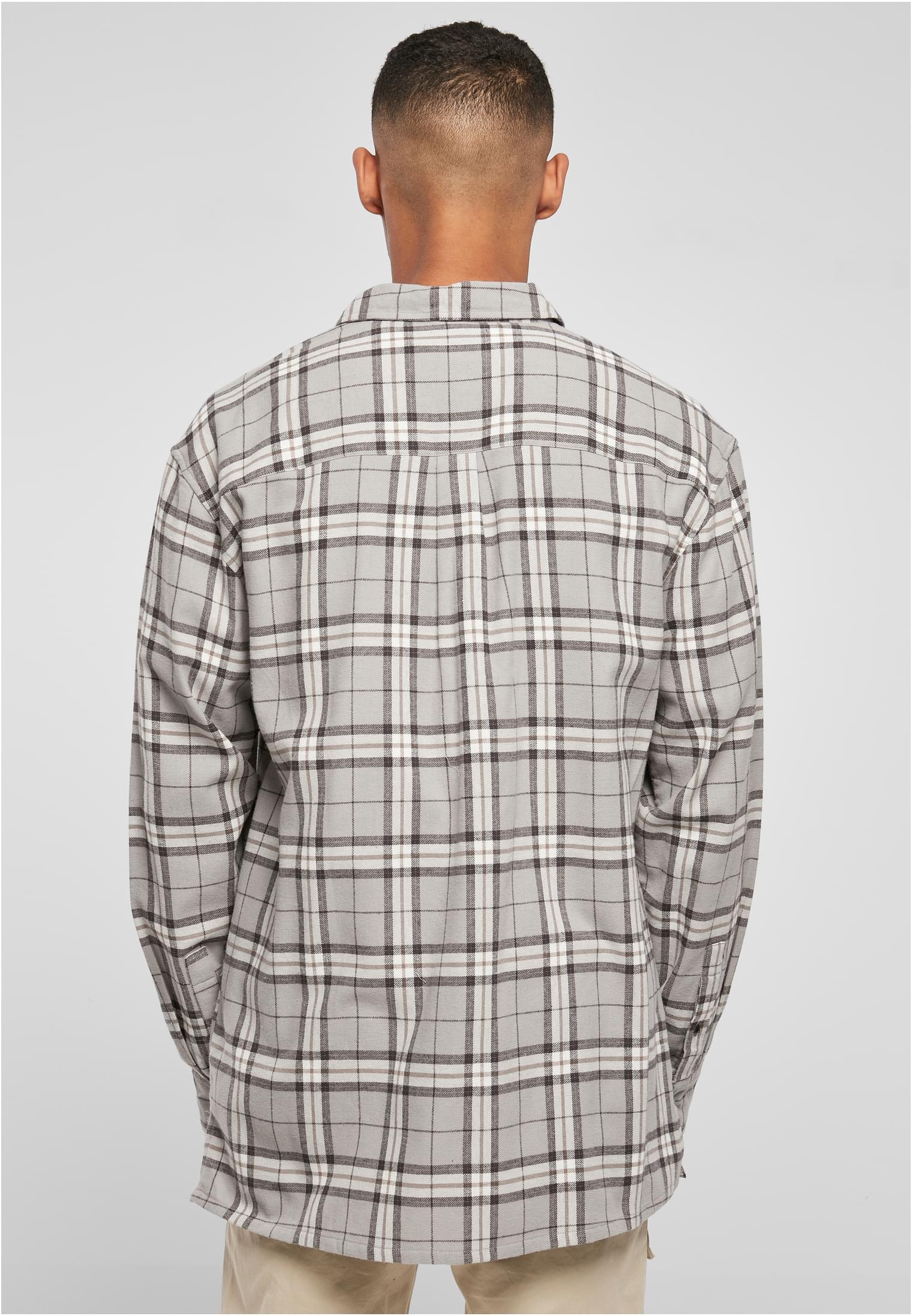 Long Oversized Grey Check Shirt | grey/black