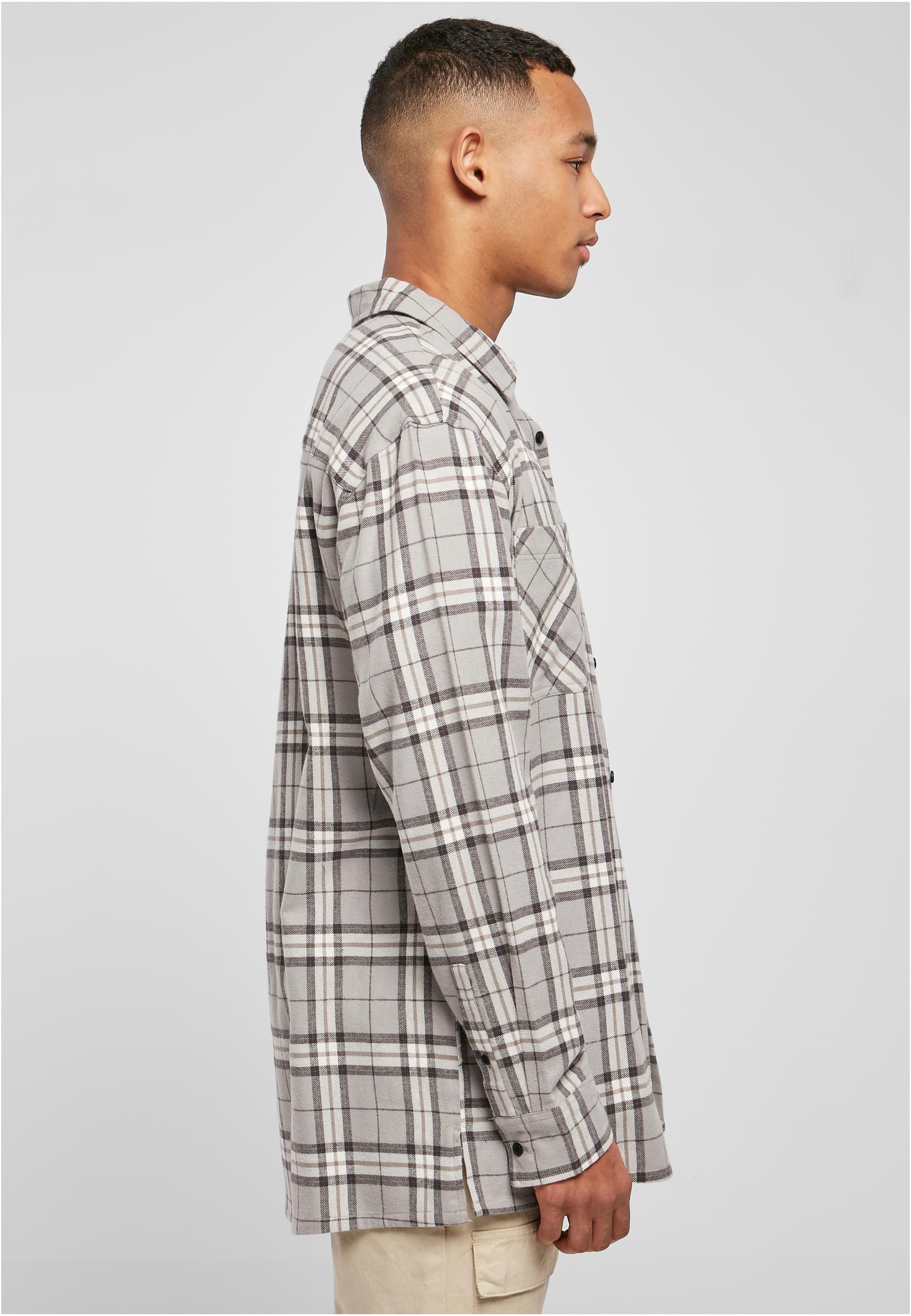 Long Oversized Grey Check Shirt | grey/black