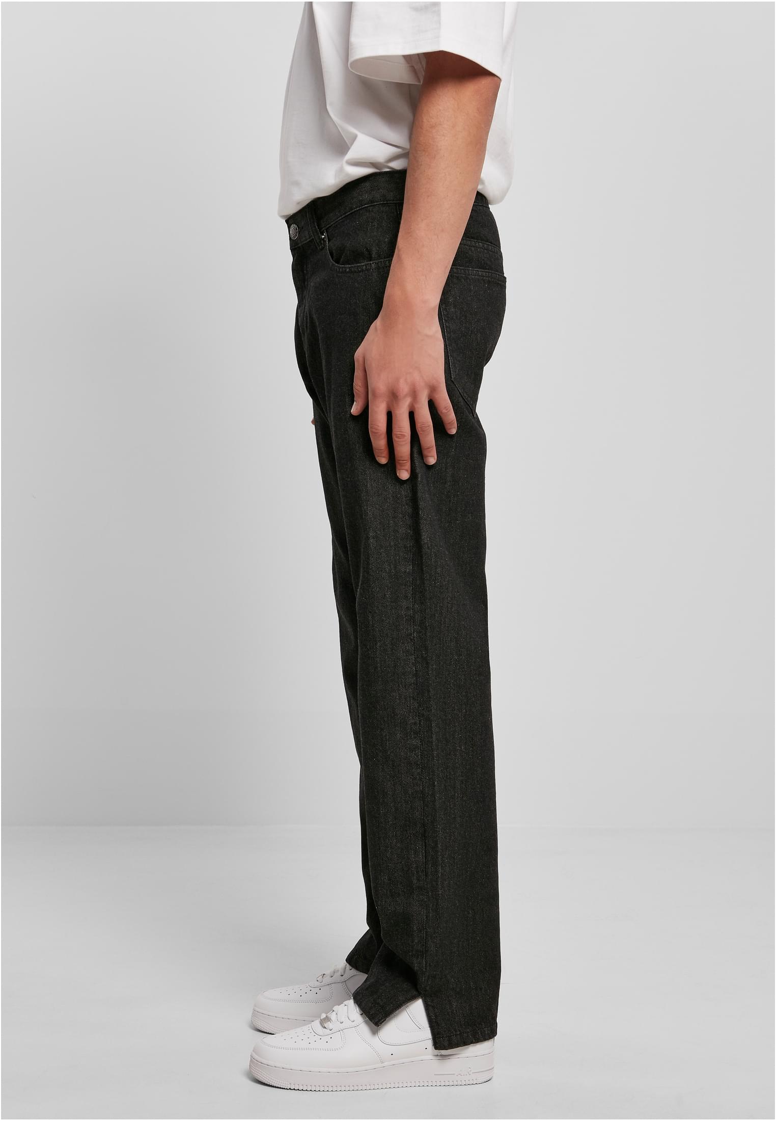 Straight Slit Jeans | black raw