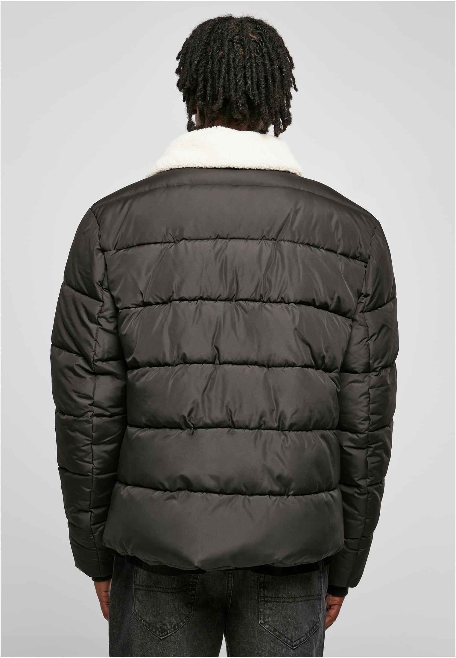 Sherpa Collar Padded Shirt Jacket | black