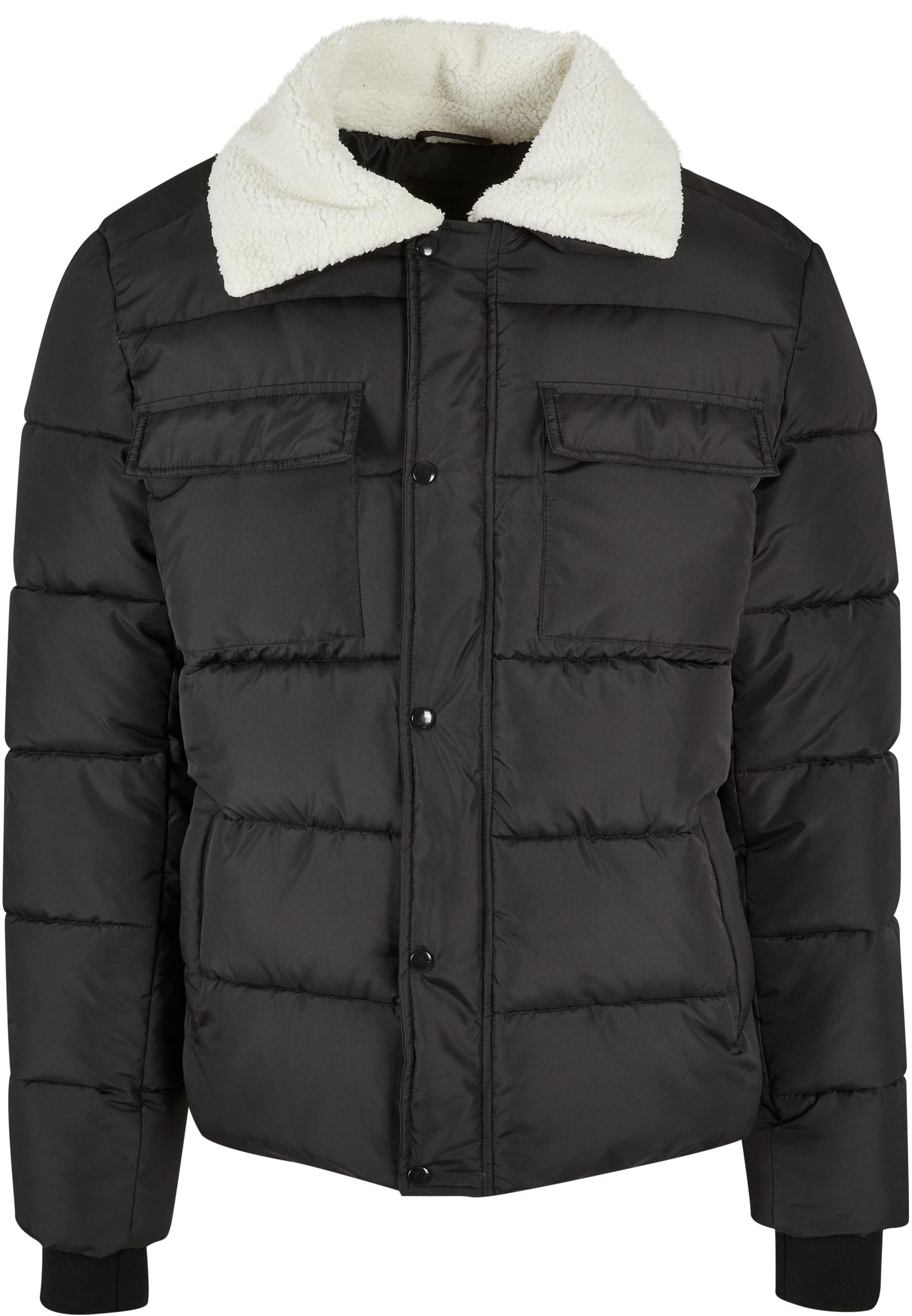 Sherpa Collar Padded Shirt Jacket | black