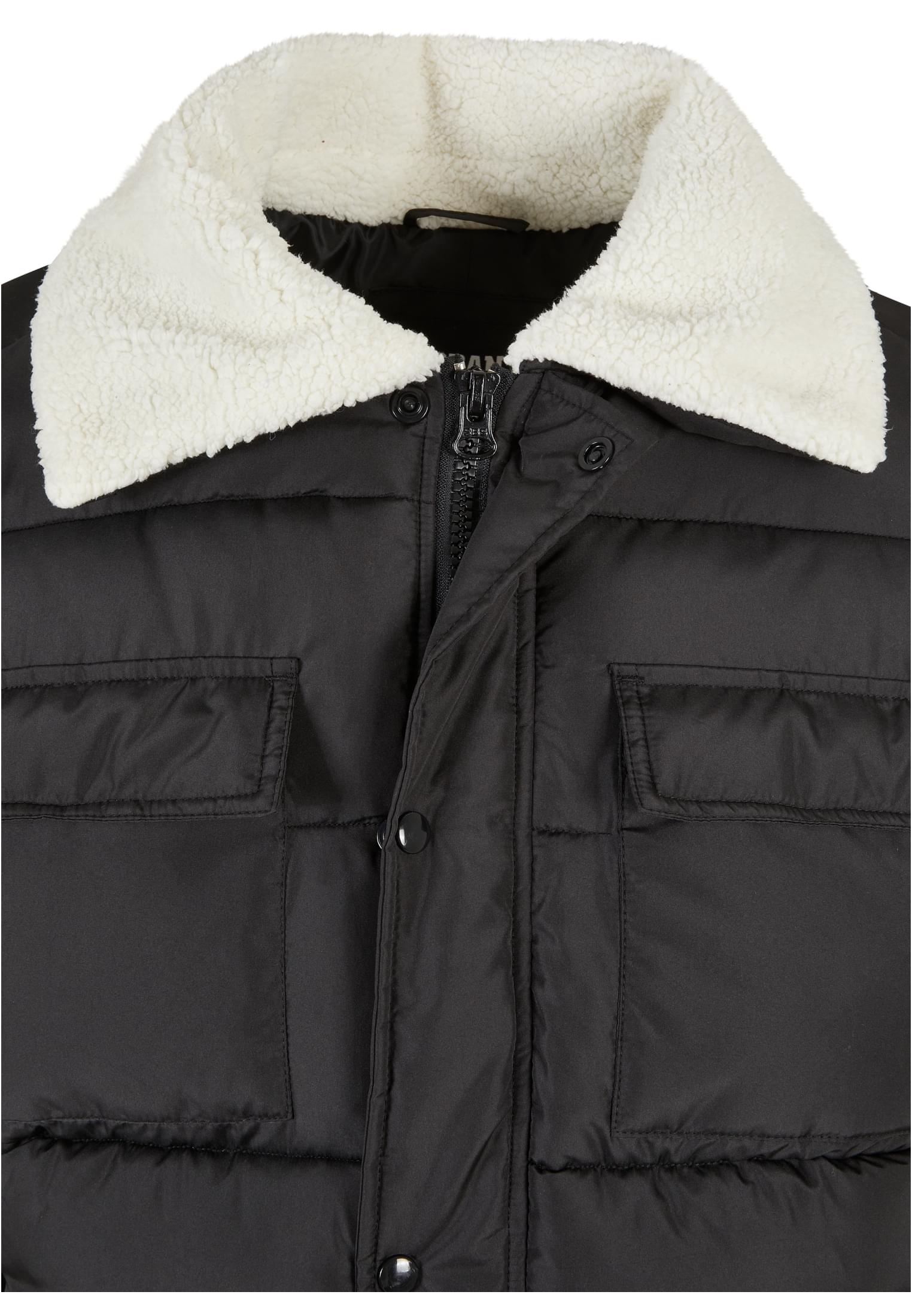 Sherpa Collar Padded Shirt Jacket | black