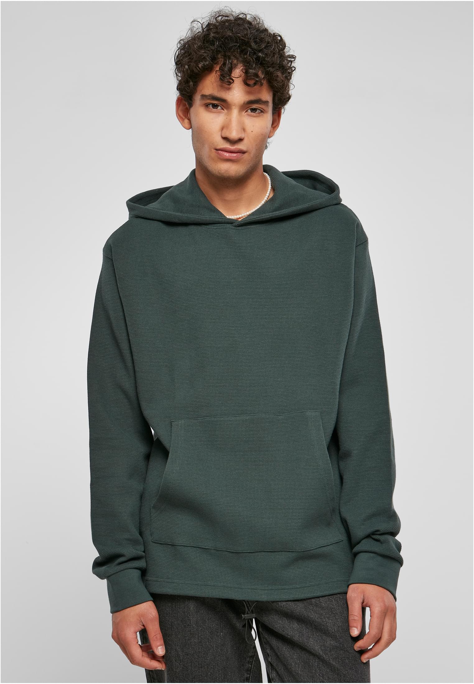 Oversized Waffle Hoody | bottlegreen