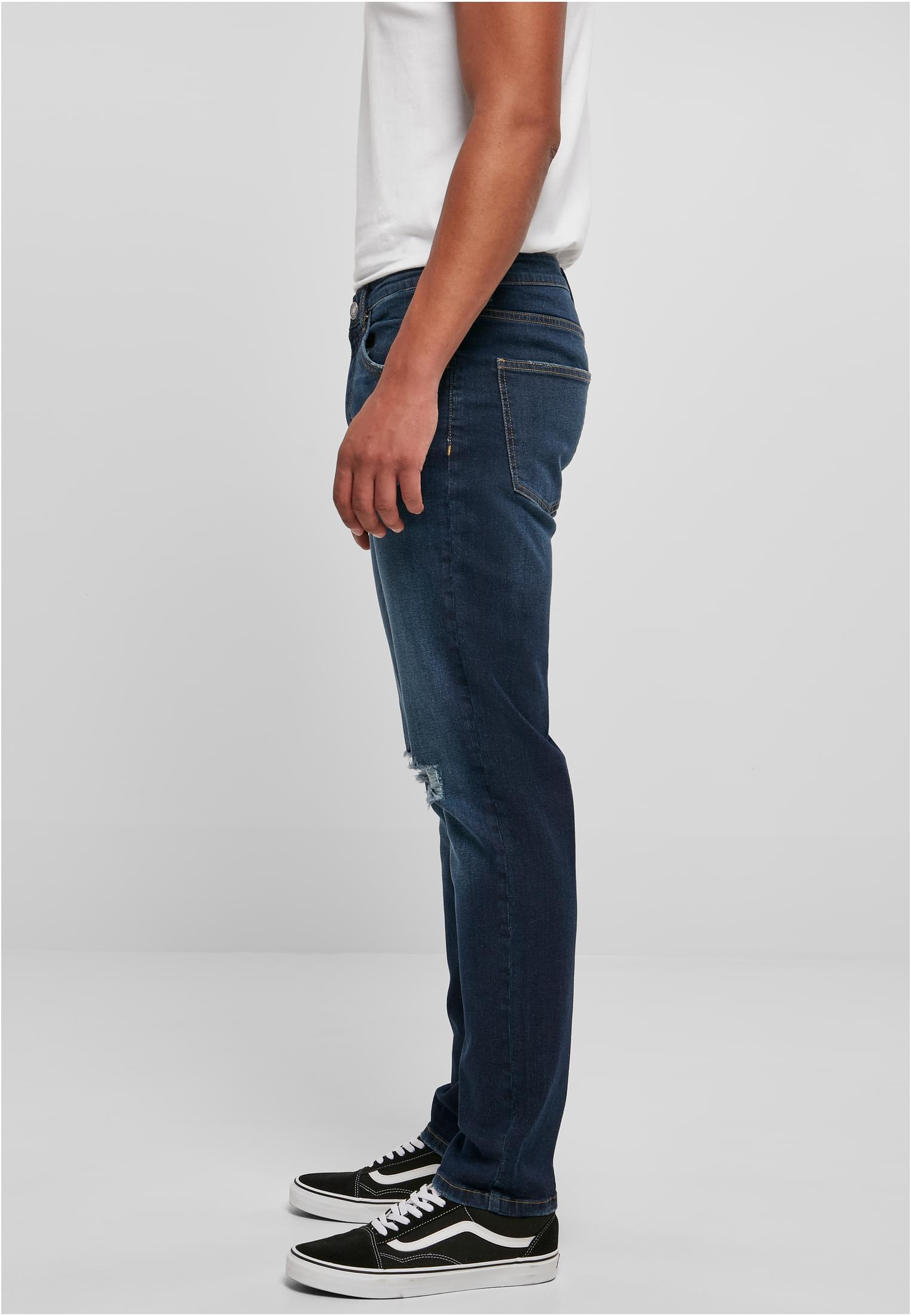 Distressed Stretch Denim Pants | darkblue destroyed washed