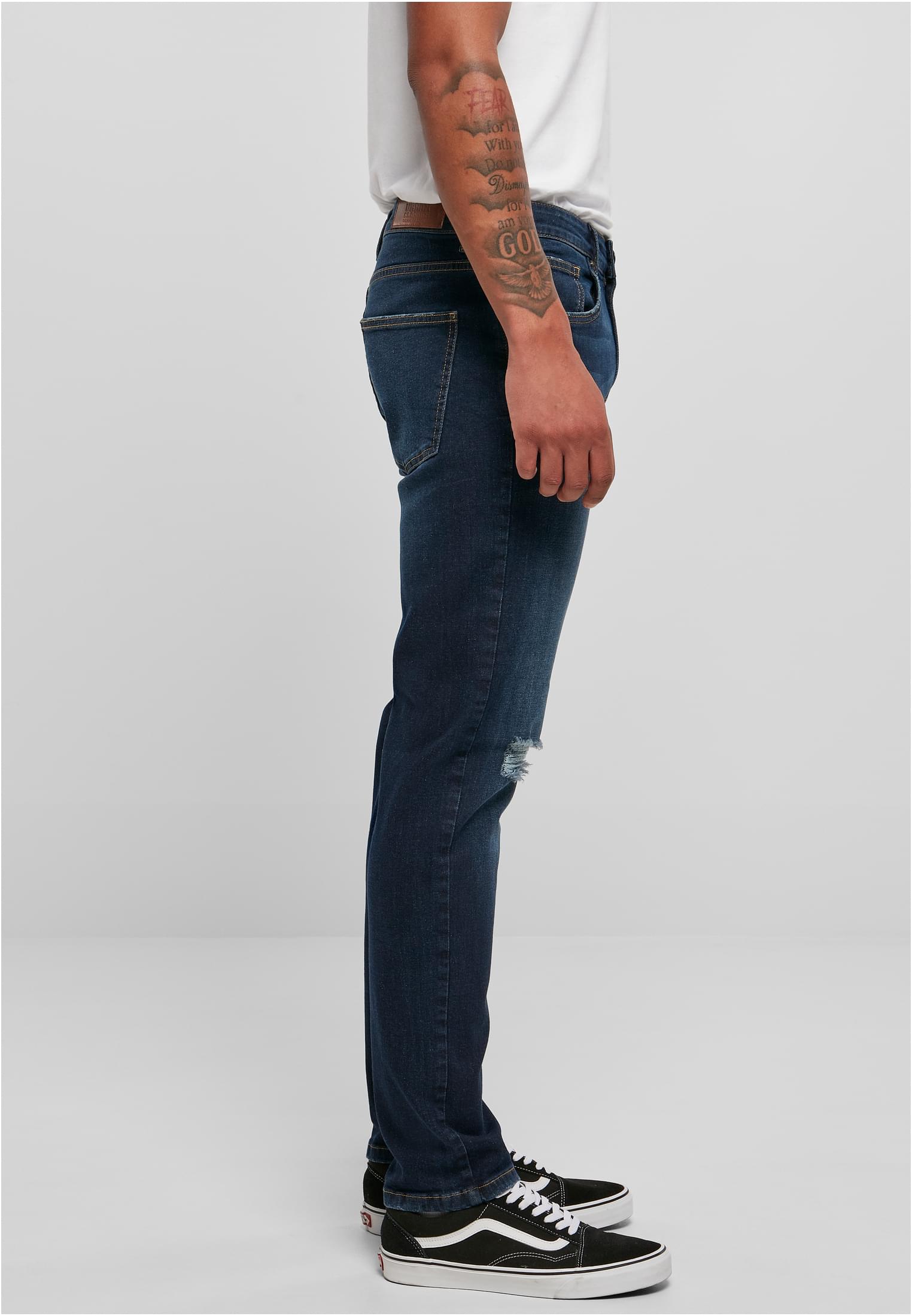 Distressed Stretch Denim Pants | darkblue destroyed washed