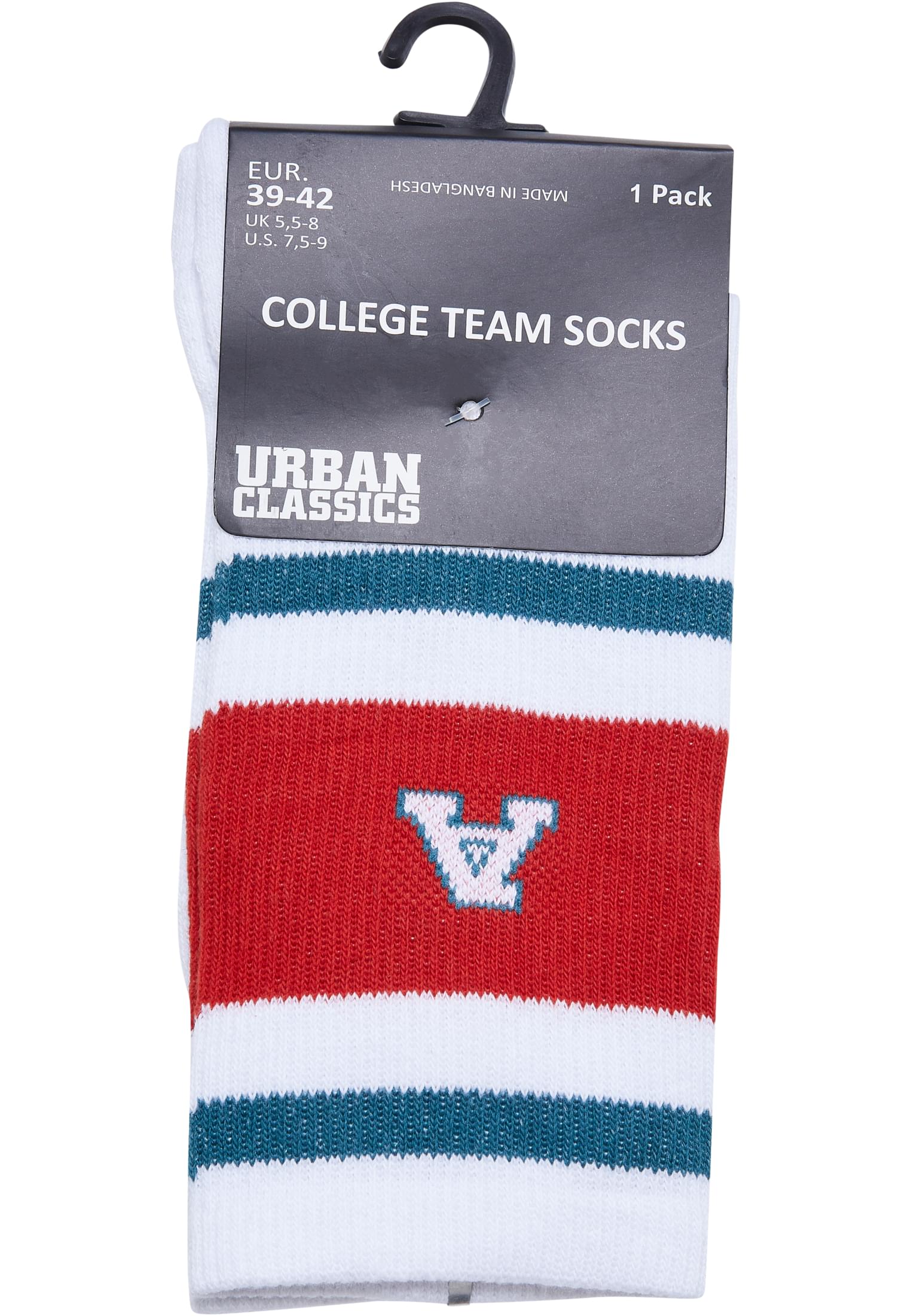 College Team Socks | bottlegreen/hugered/white