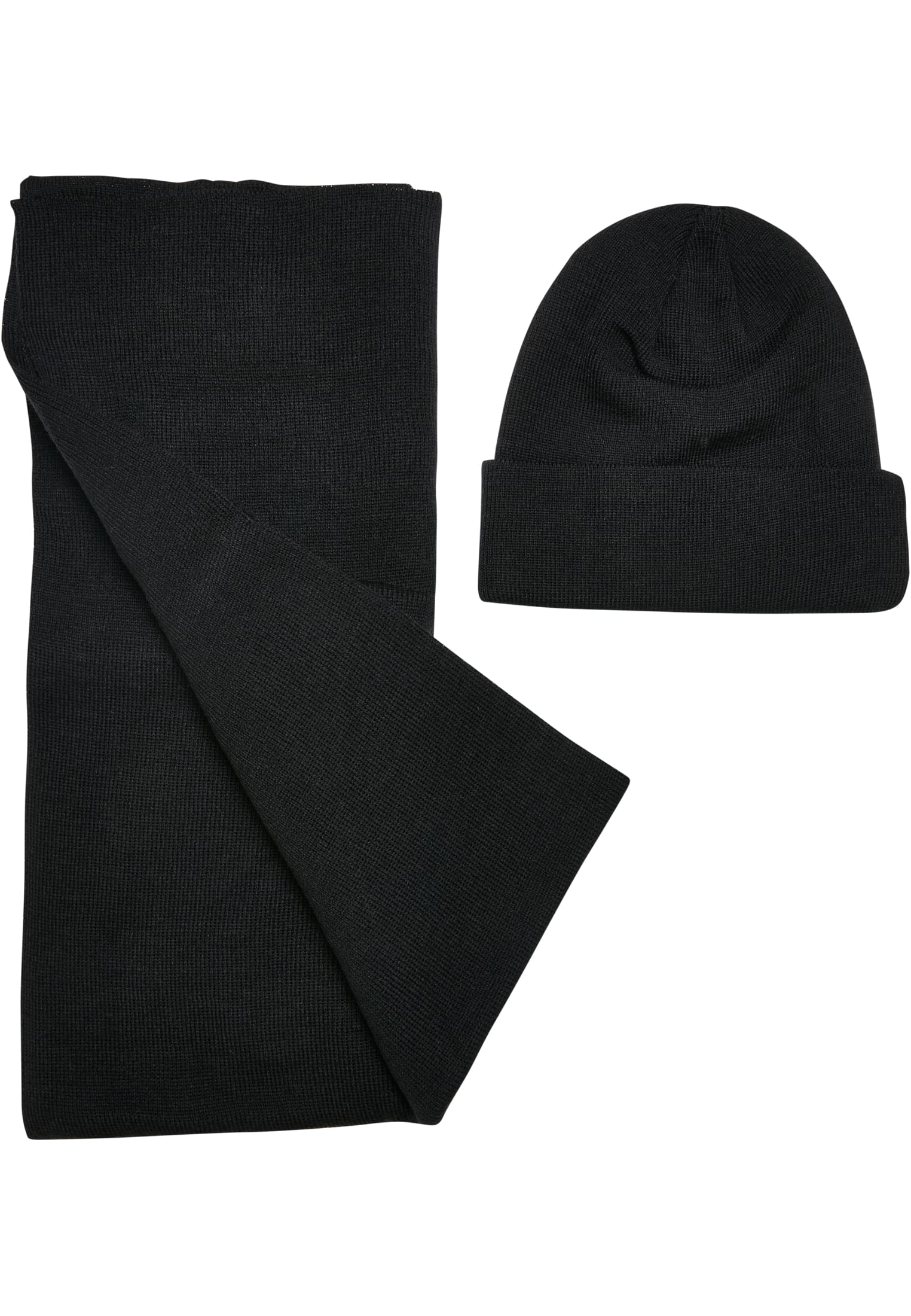 Recycled Basic Beanie and Scarf Set | black