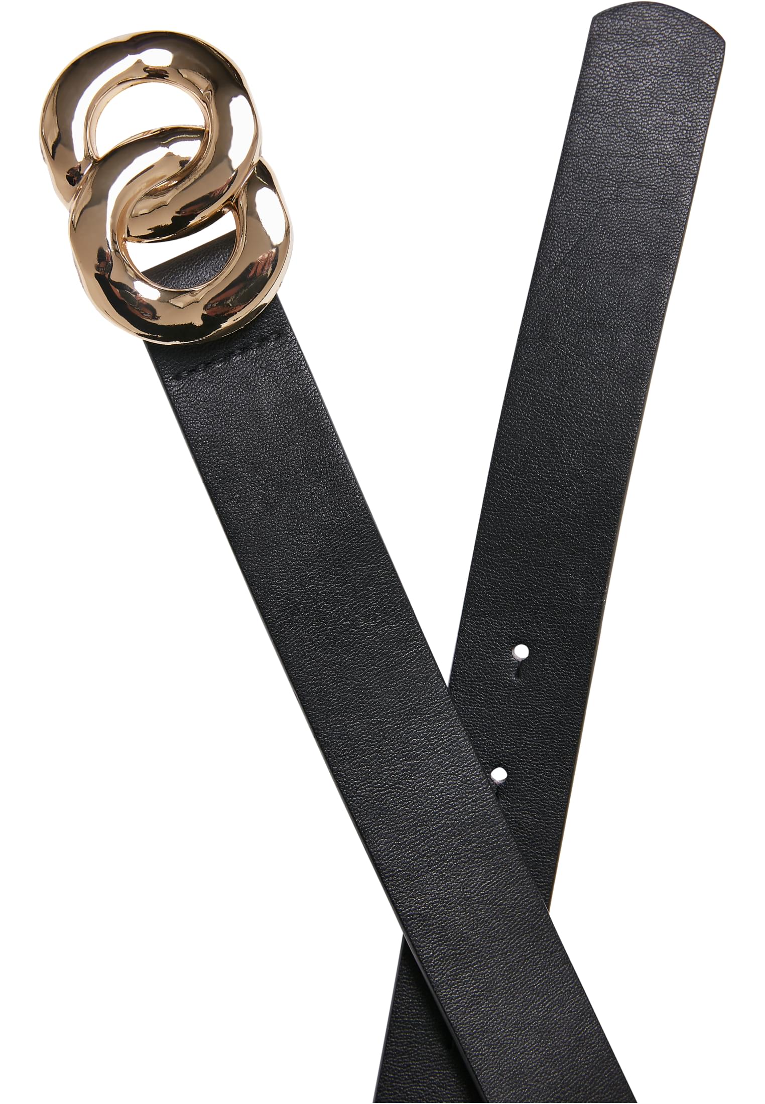 Synthetic Leather Chain Buckle Ladies Belt | black/gold