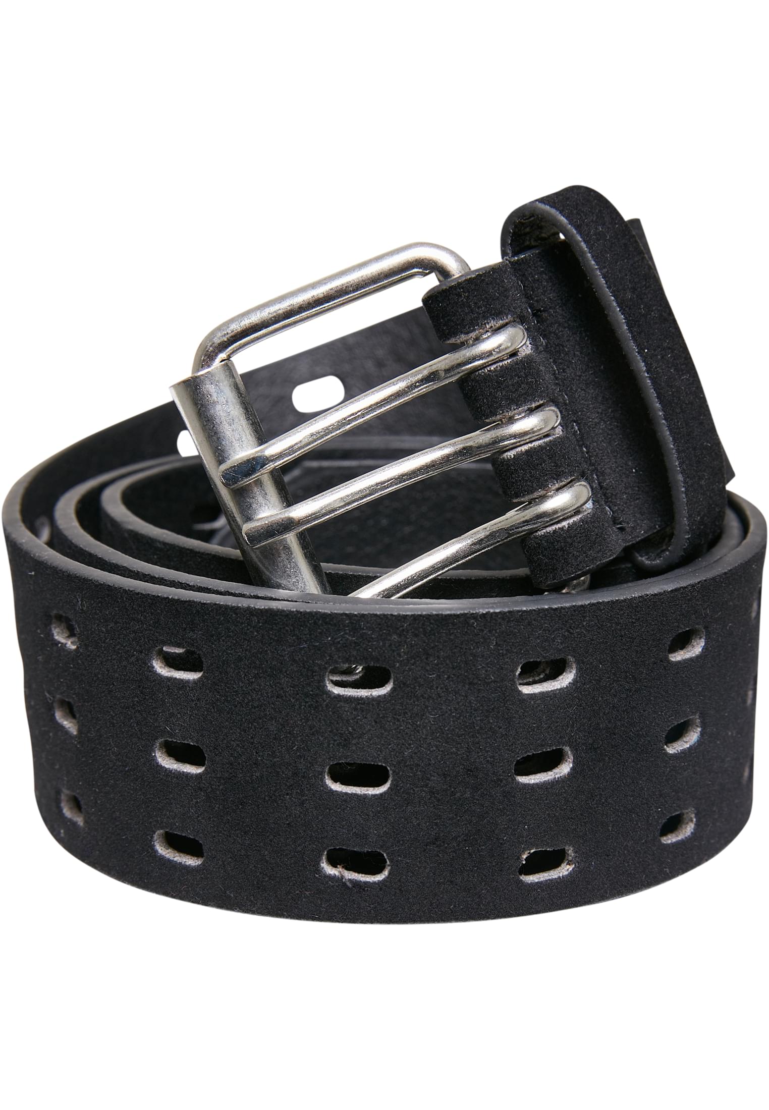 Velour Leather Tripple Thorn Buckle Belt | black