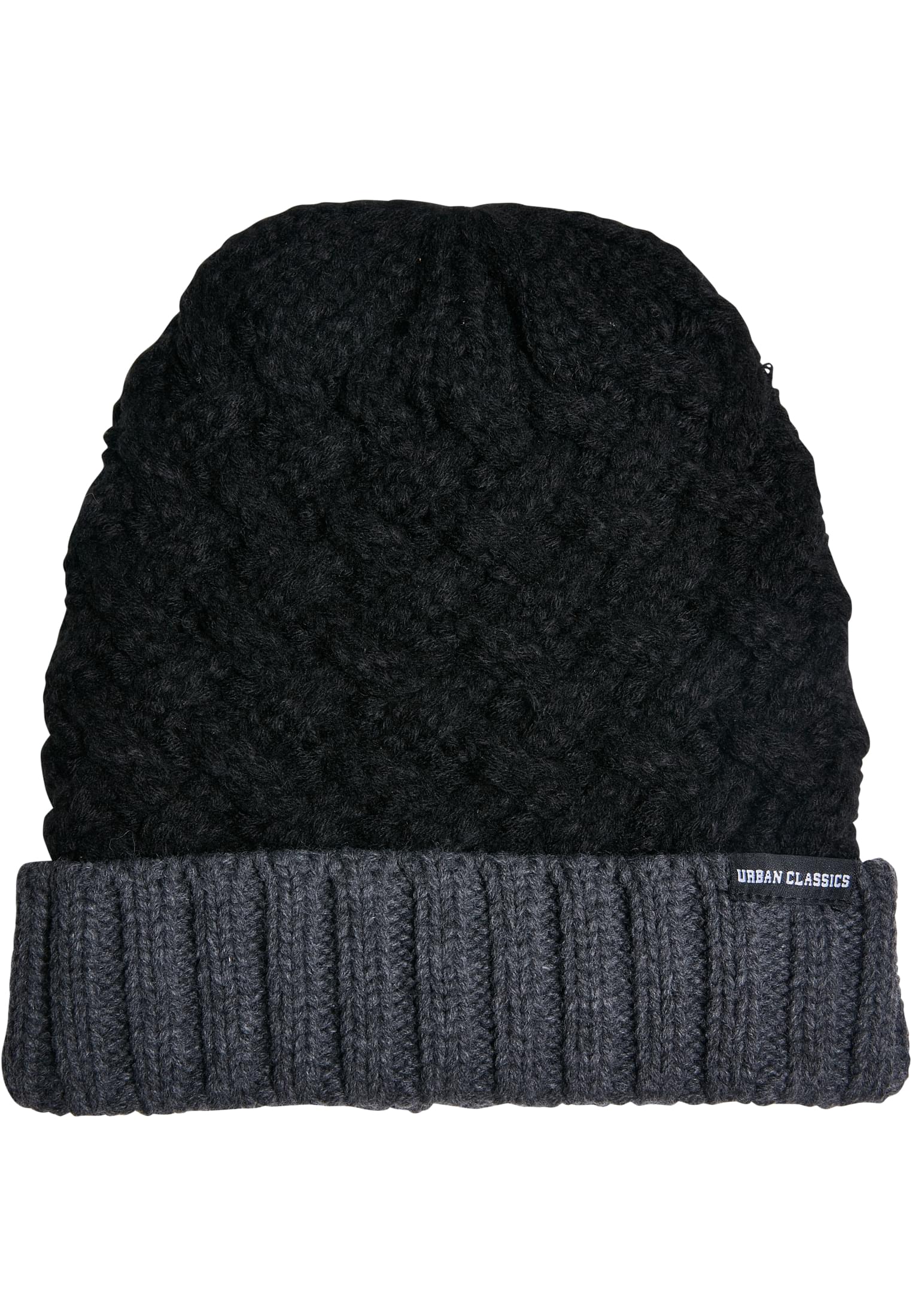 Braid Knit Beanie | black/heathergrey