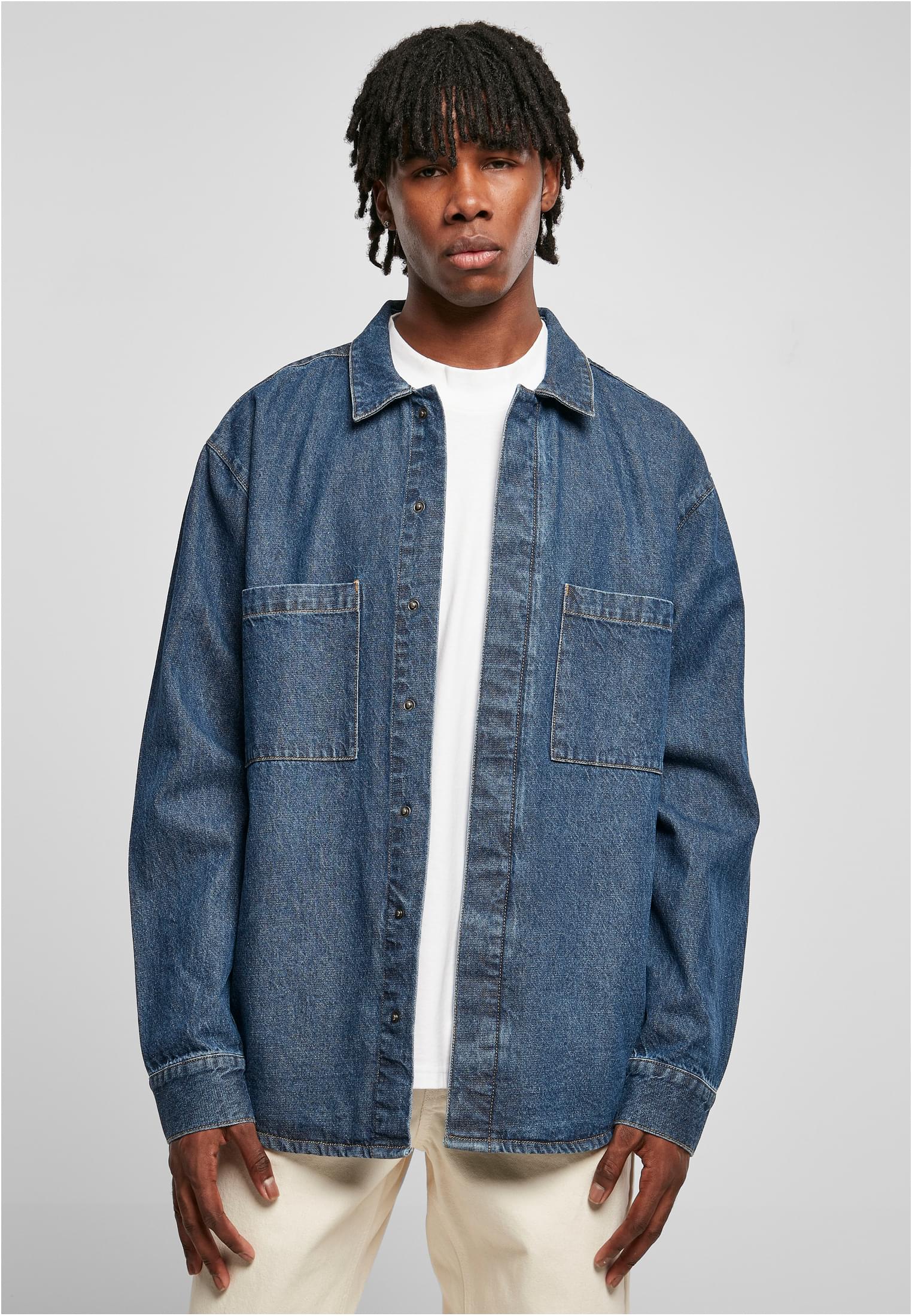 Oversized Denim Pocket Shirt | mid indigo washed