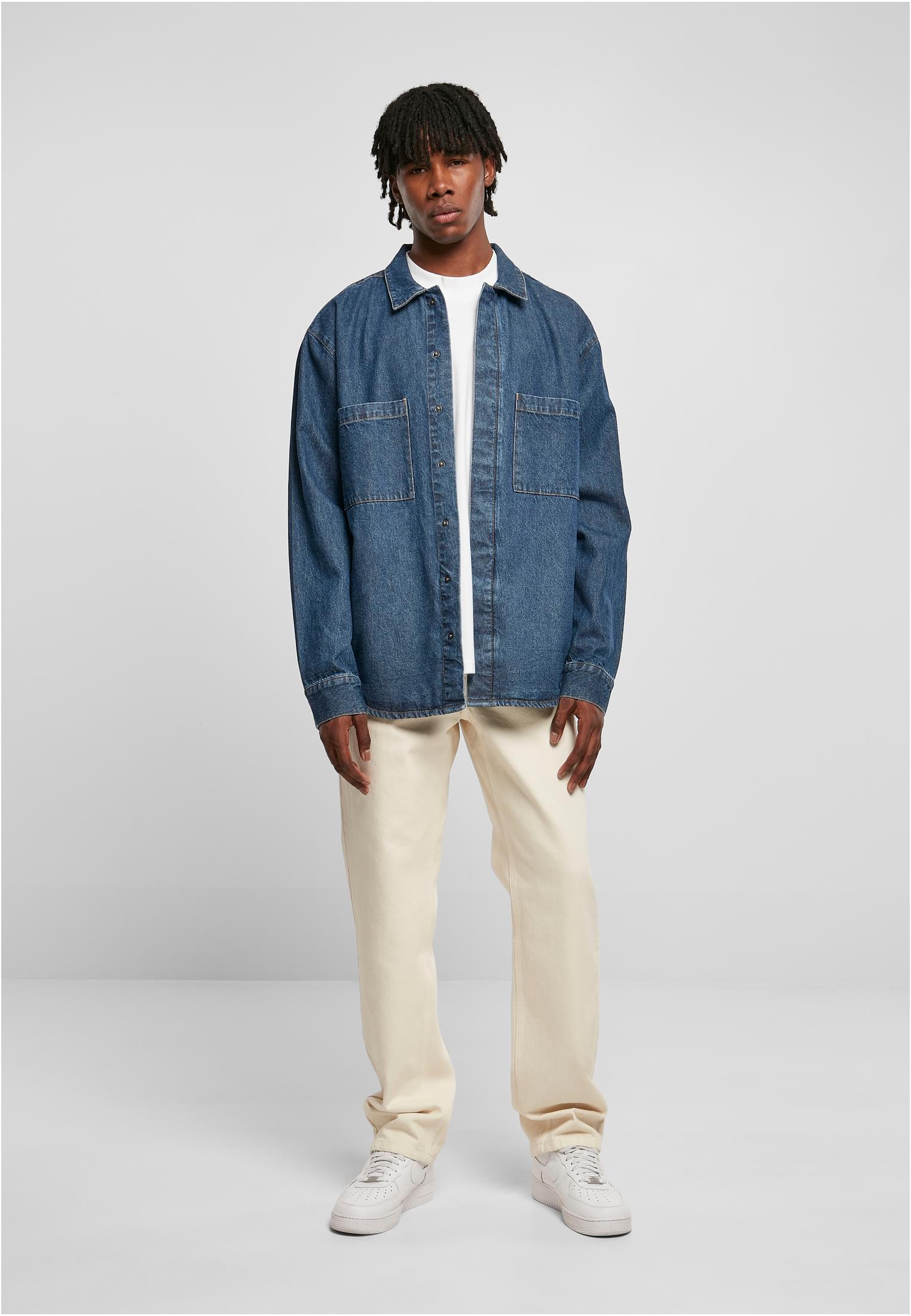 Oversized Denim Pocket Shirt | mid indigo washed