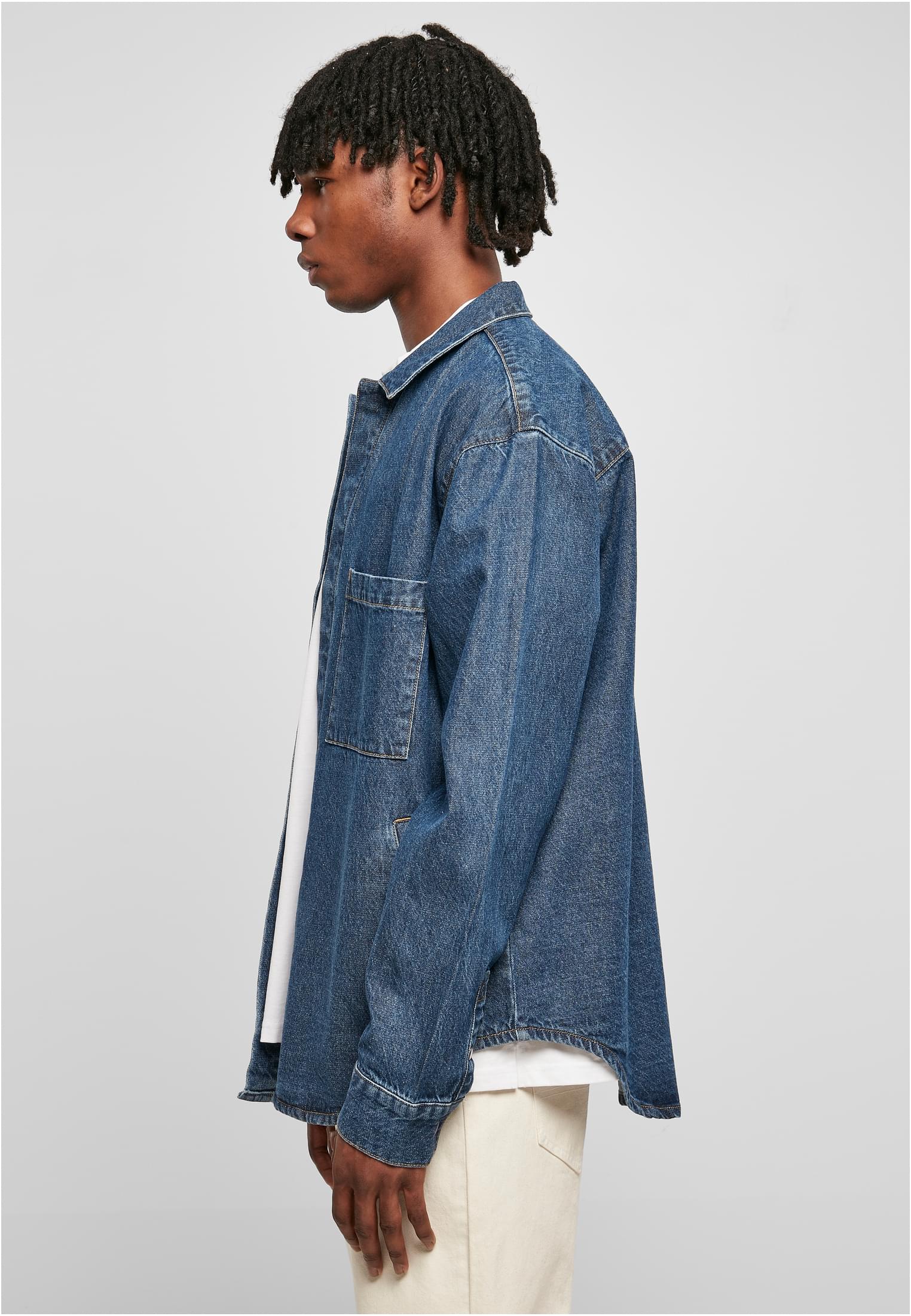 Oversized Denim Pocket Shirt | mid indigo washed