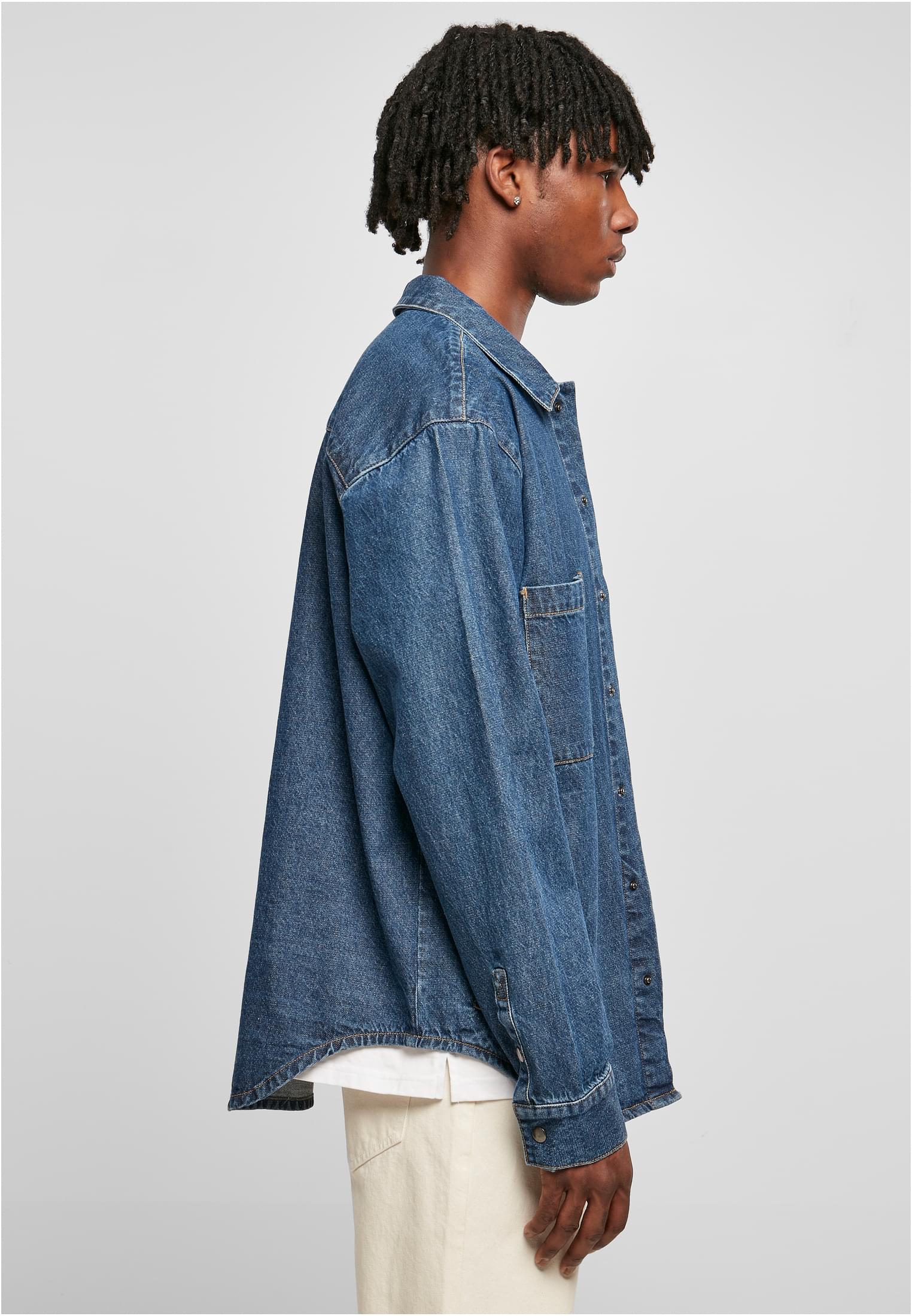 Oversized Denim Pocket Shirt | mid indigo washed