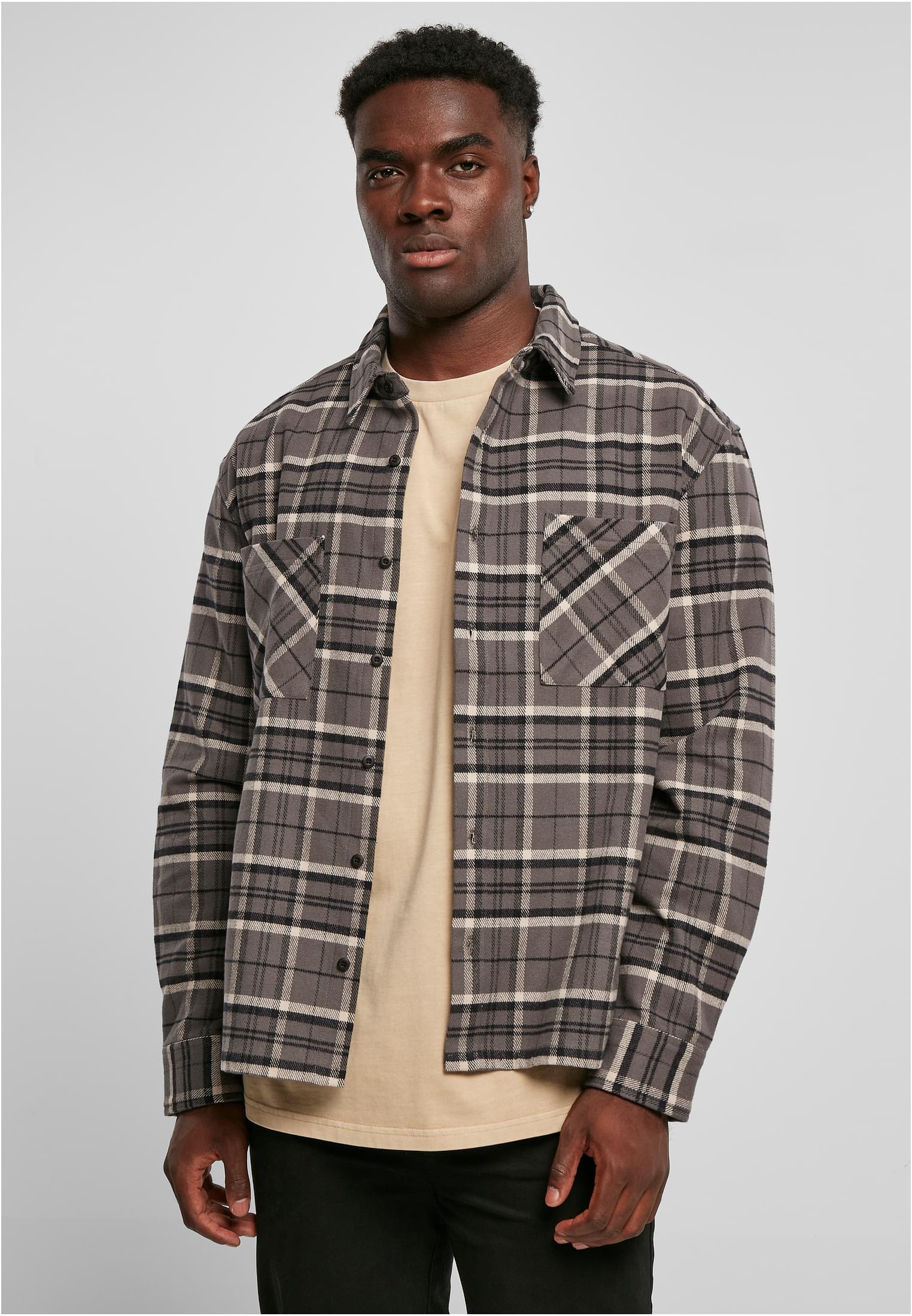 Boxy Kane Check Shirt | grey/black