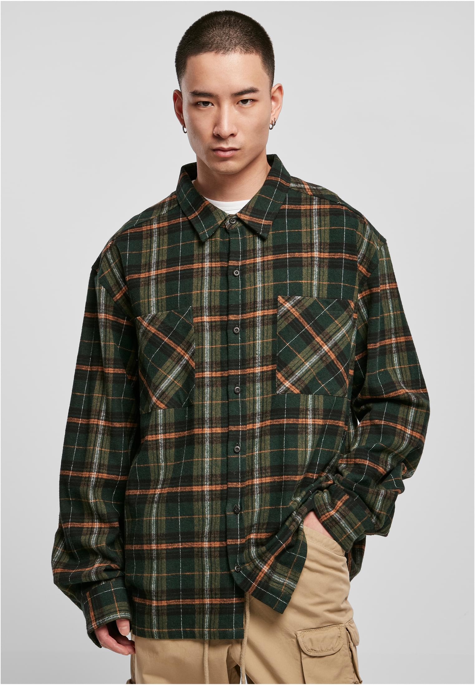 Boxy Fane Check Shirt | bottlegreen/orange