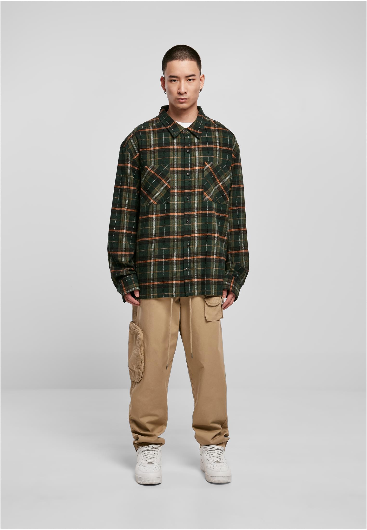 Boxy Fane Check Shirt | bottlegreen/orange