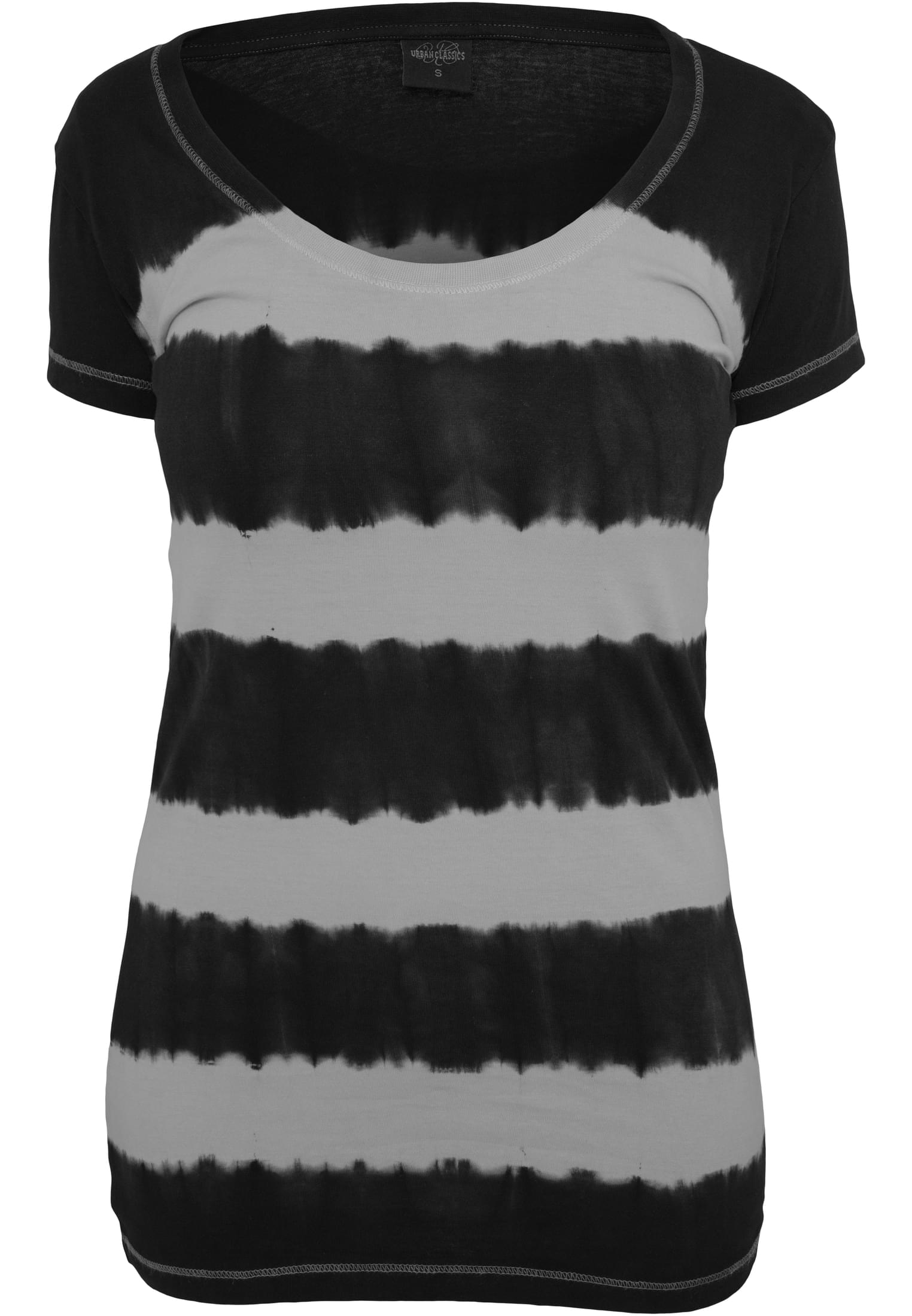 Ladies Dip Dye Stripe Tee | blk/gry