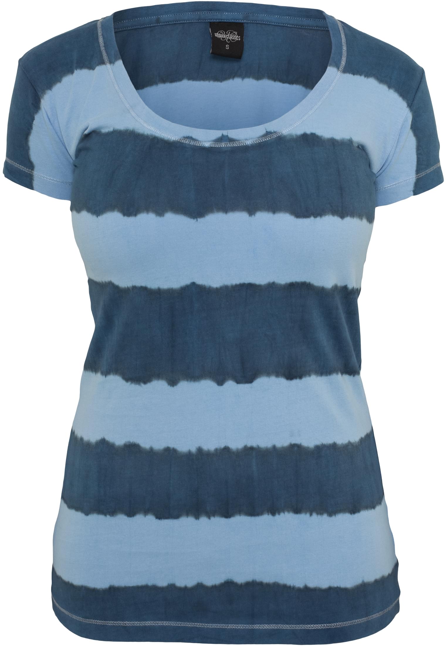 Ladies Dip Dye Stripe Tee | denimblue/skyblue