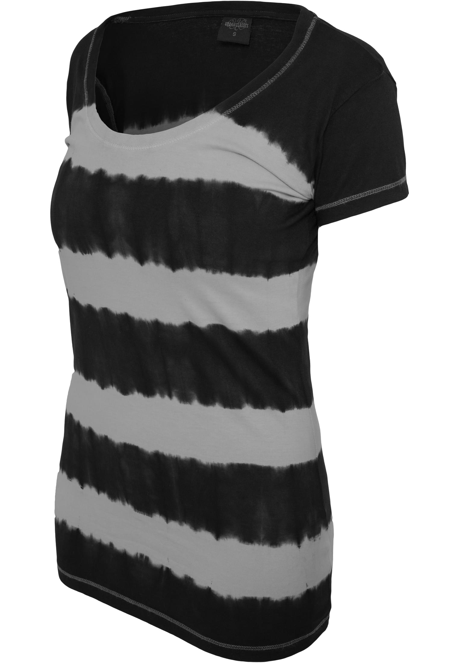 Ladies Dip Dye Stripe Tee | blk/gry