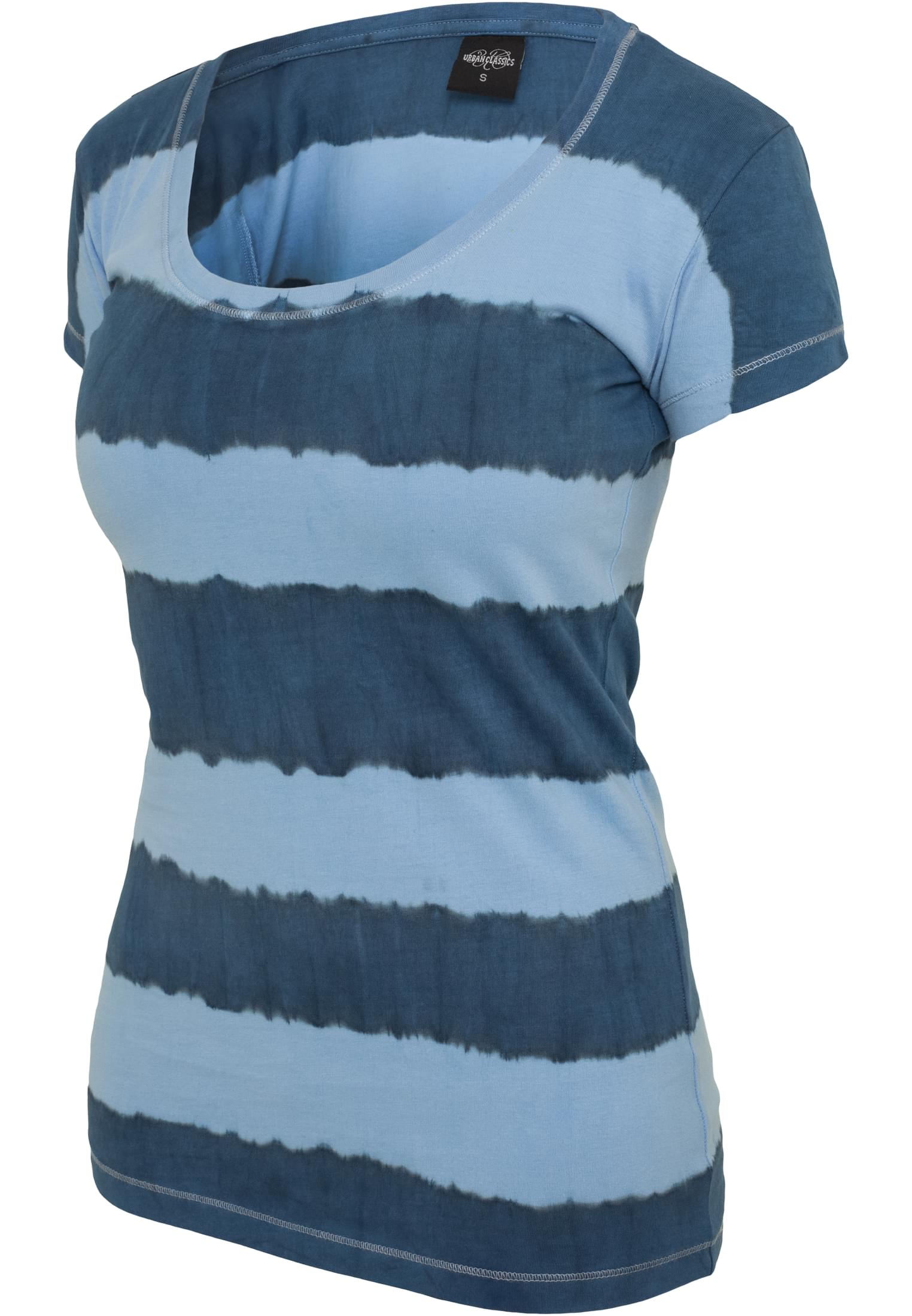 Ladies Dip Dye Stripe Tee | denimblue/skyblue