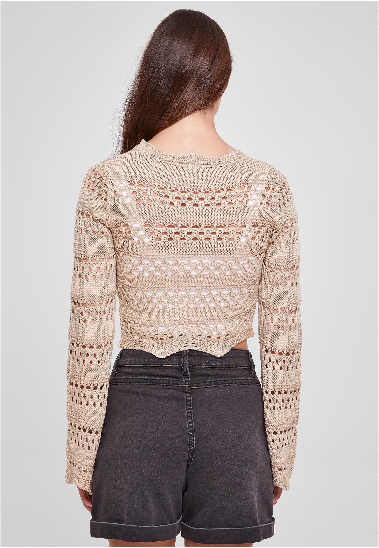 Ladies Cropped Crochet Knit Sweater | softseagrass