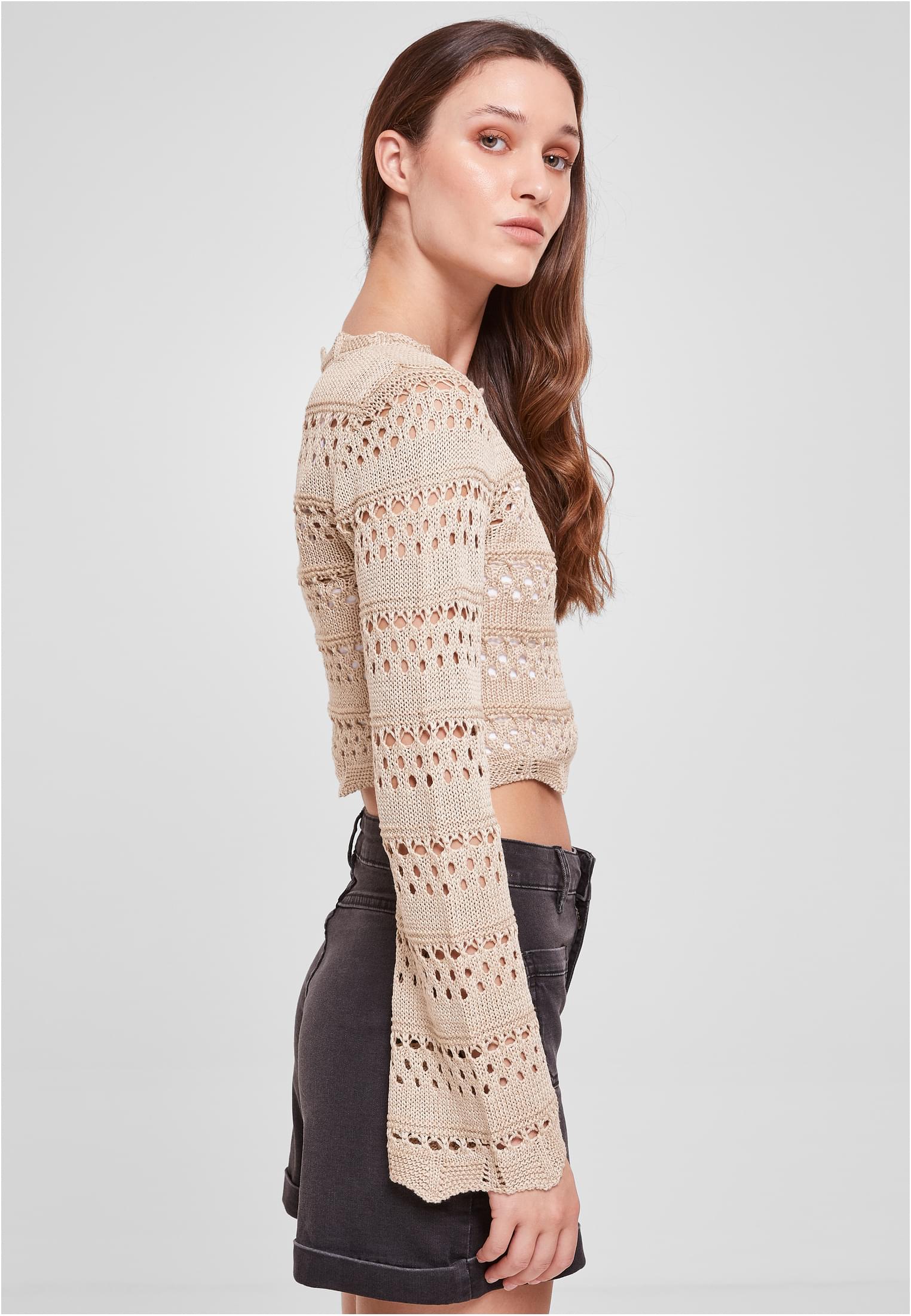 Ladies Cropped Crochet Knit Sweater | softseagrass