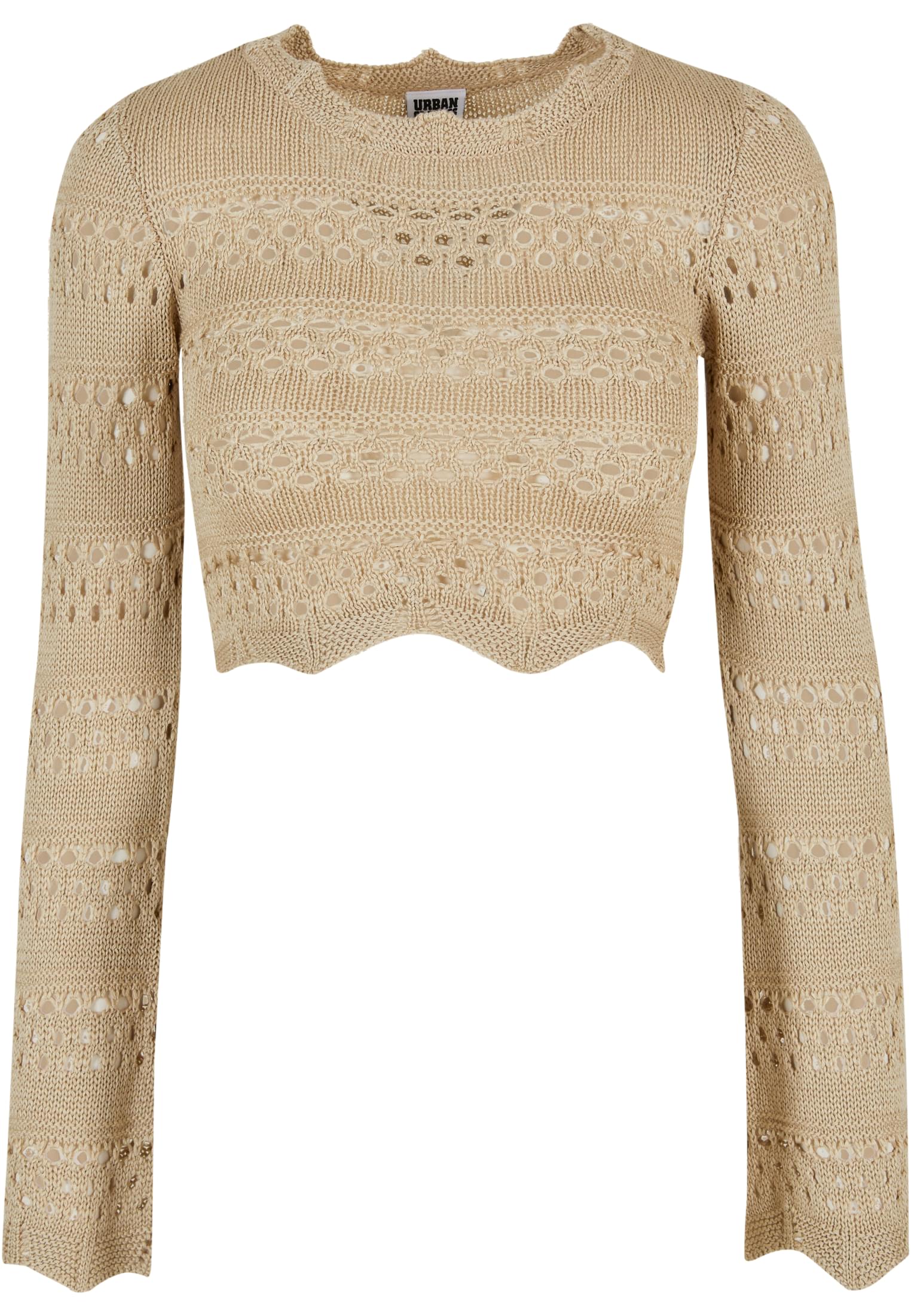 Ladies Cropped Crochet Knit Sweater | softseagrass