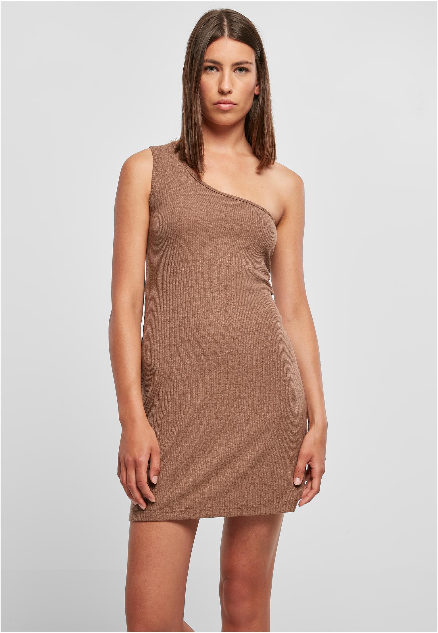 Ladies Rib One Shoulder Dress | darkkhaki