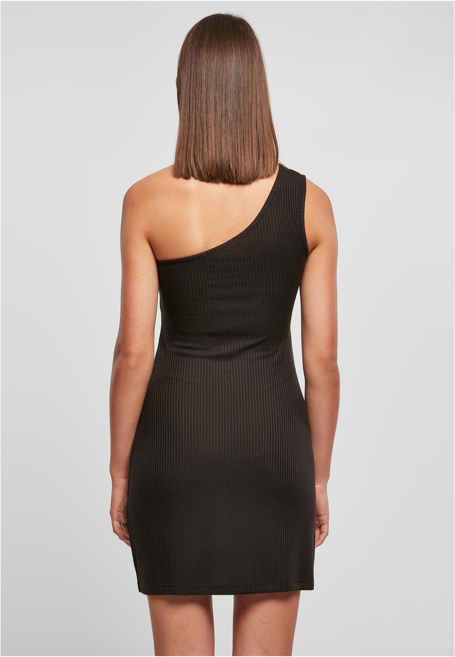 Ladies Rib One Shoulder Dress | black