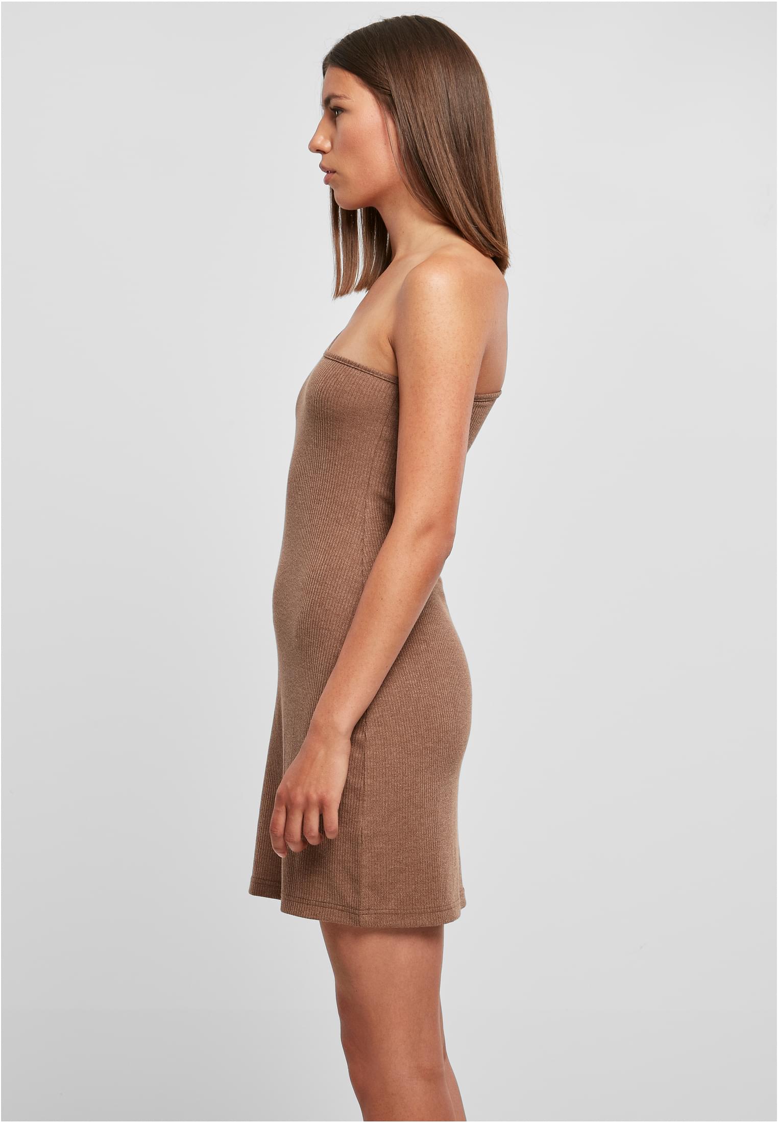 Ladies Rib One Shoulder Dress | darkkhaki