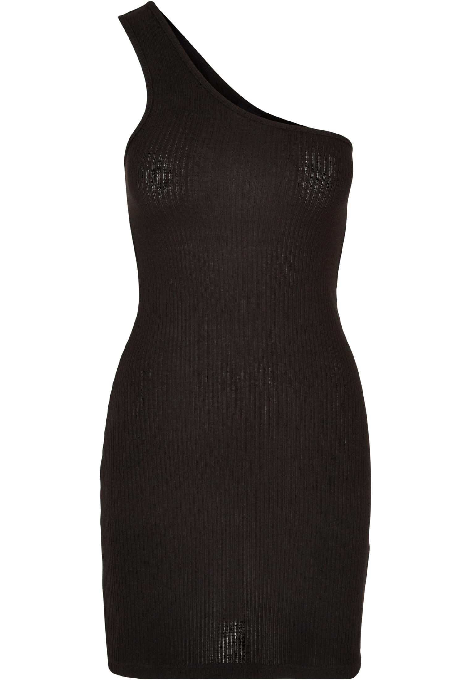 Ladies Rib One Shoulder Dress | black