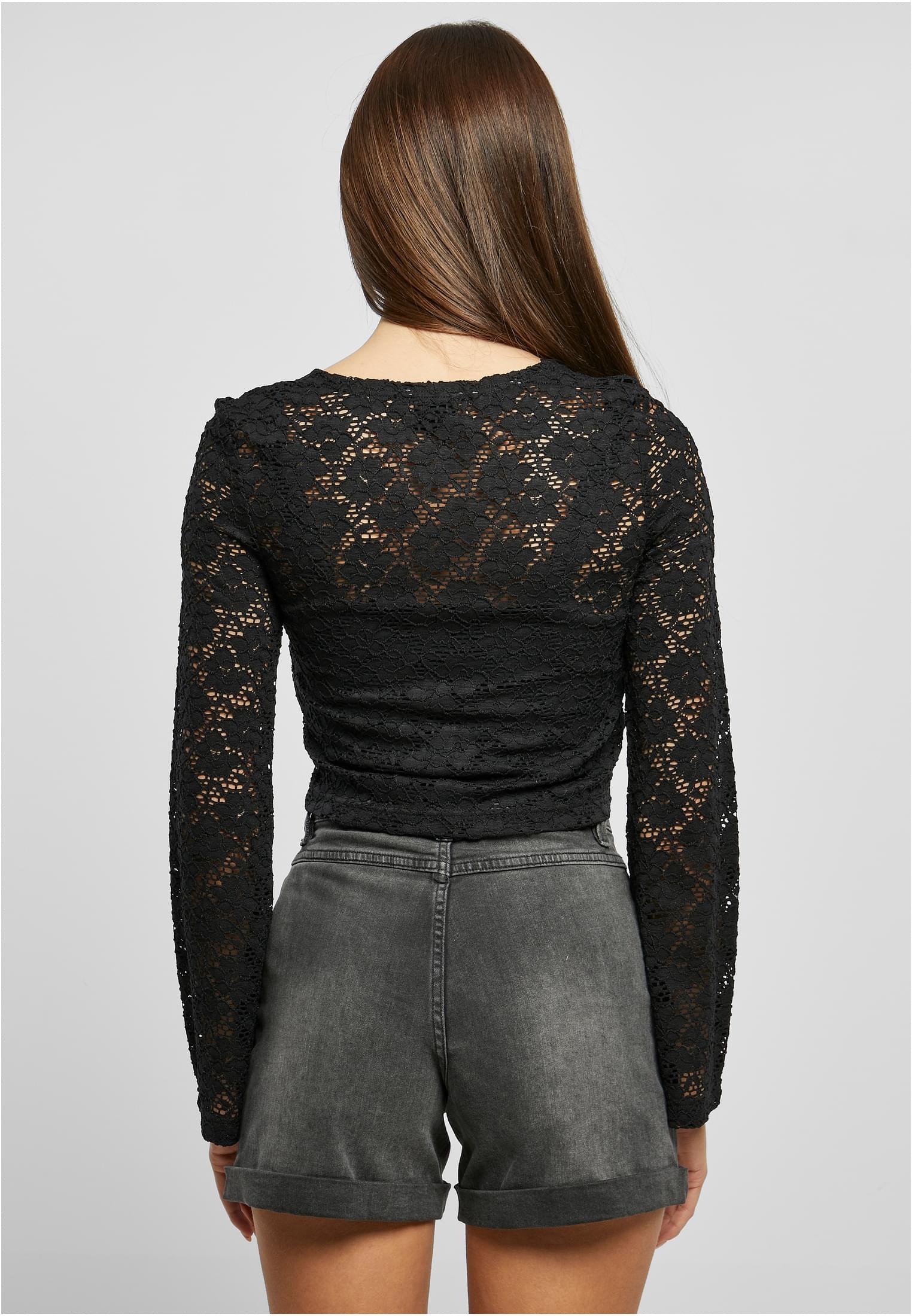 Ladies Cropped Lace Longsleeve | black