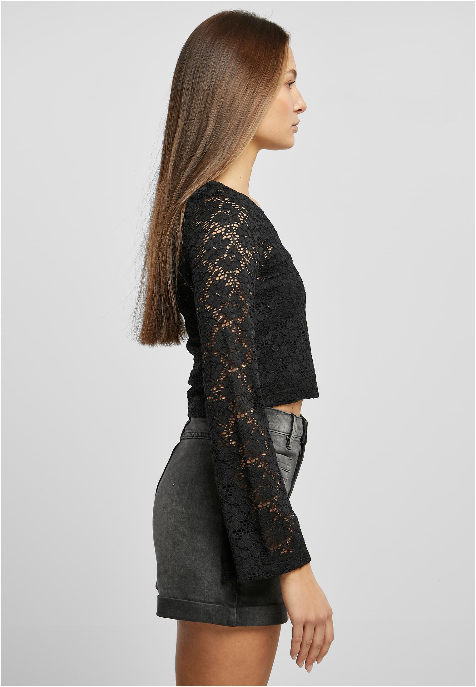 Ladies Cropped Lace Longsleeve | black