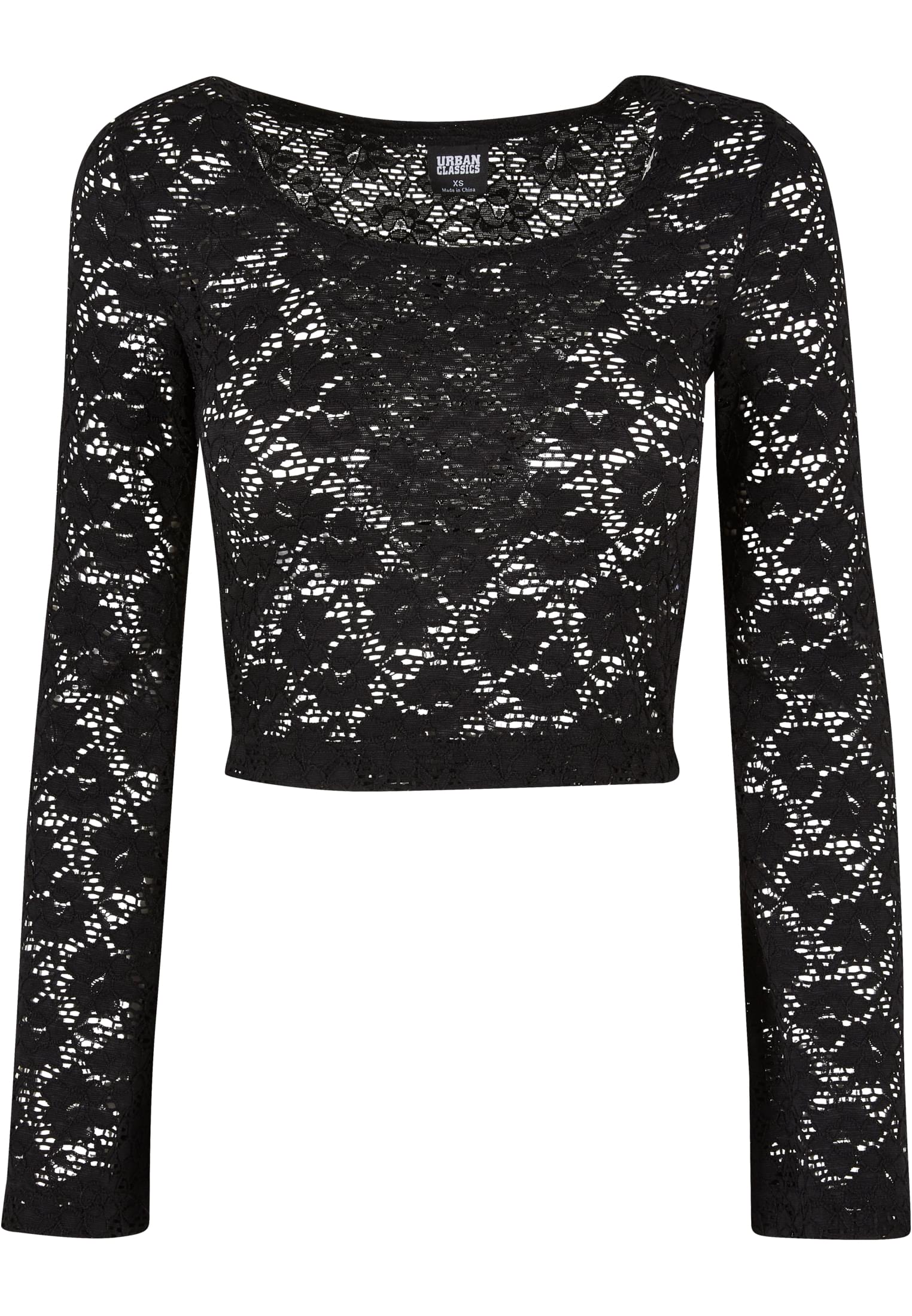 Ladies Cropped Lace Longsleeve | black