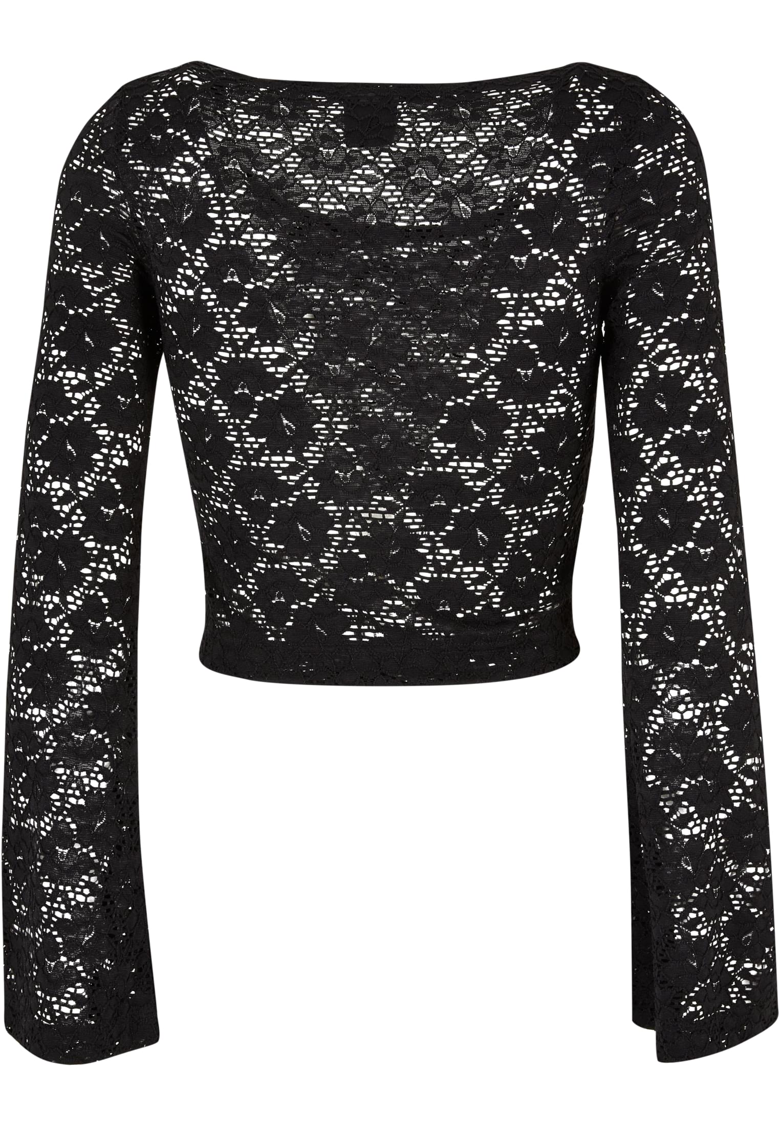 Ladies Cropped Lace Longsleeve | black