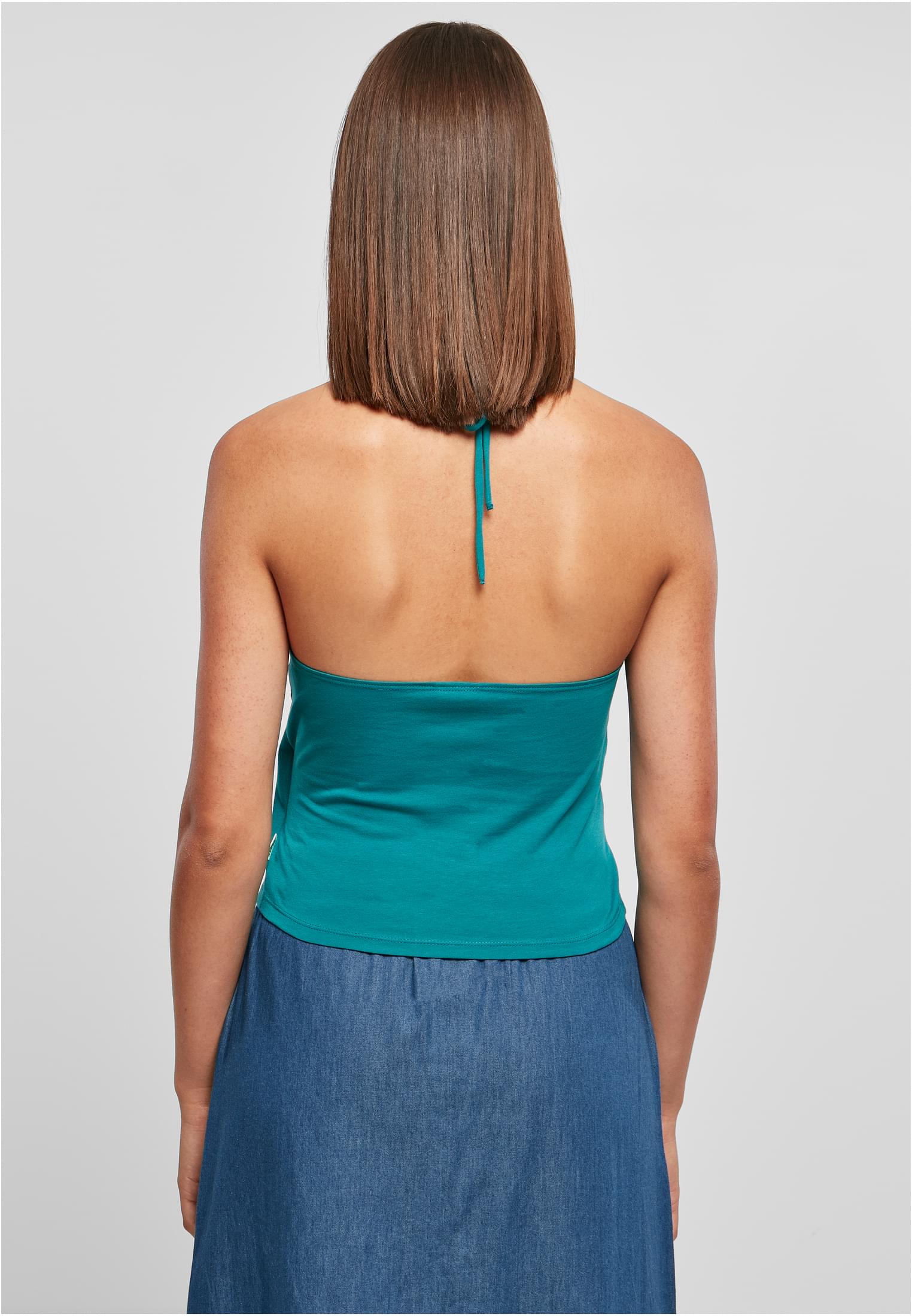 Ladies Short Wraped Neckholder Top | watergreen