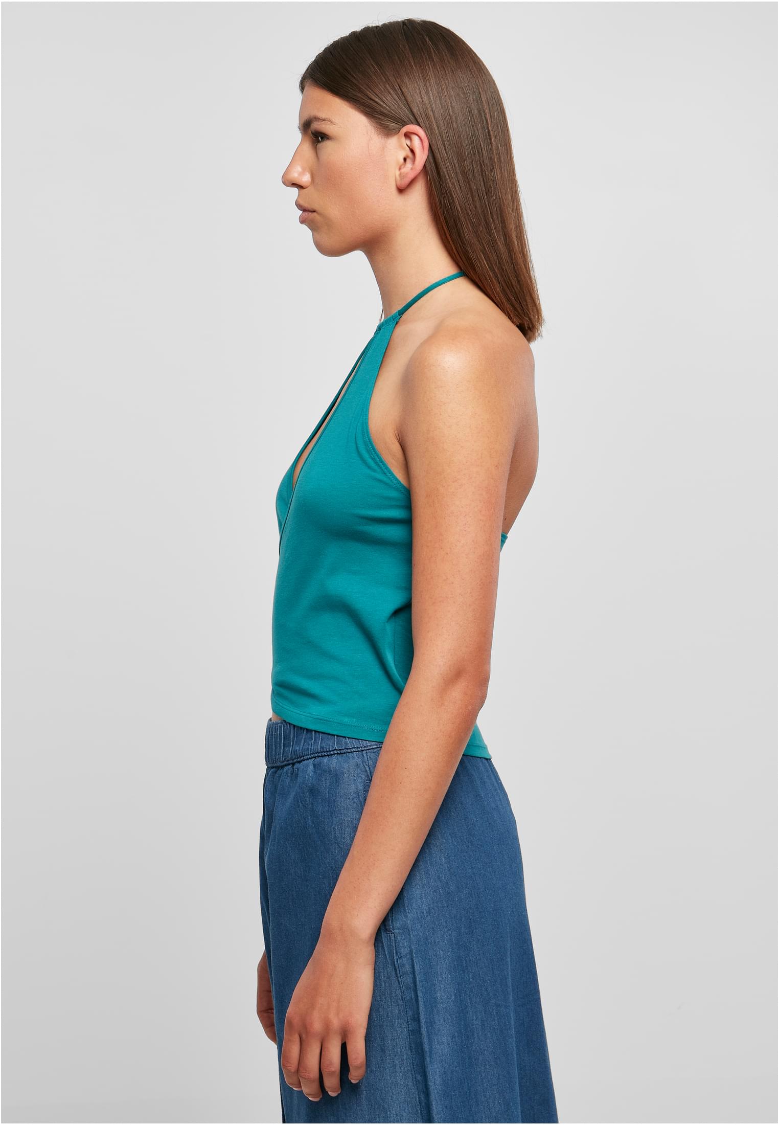 Ladies Short Wraped Neckholder Top | watergreen